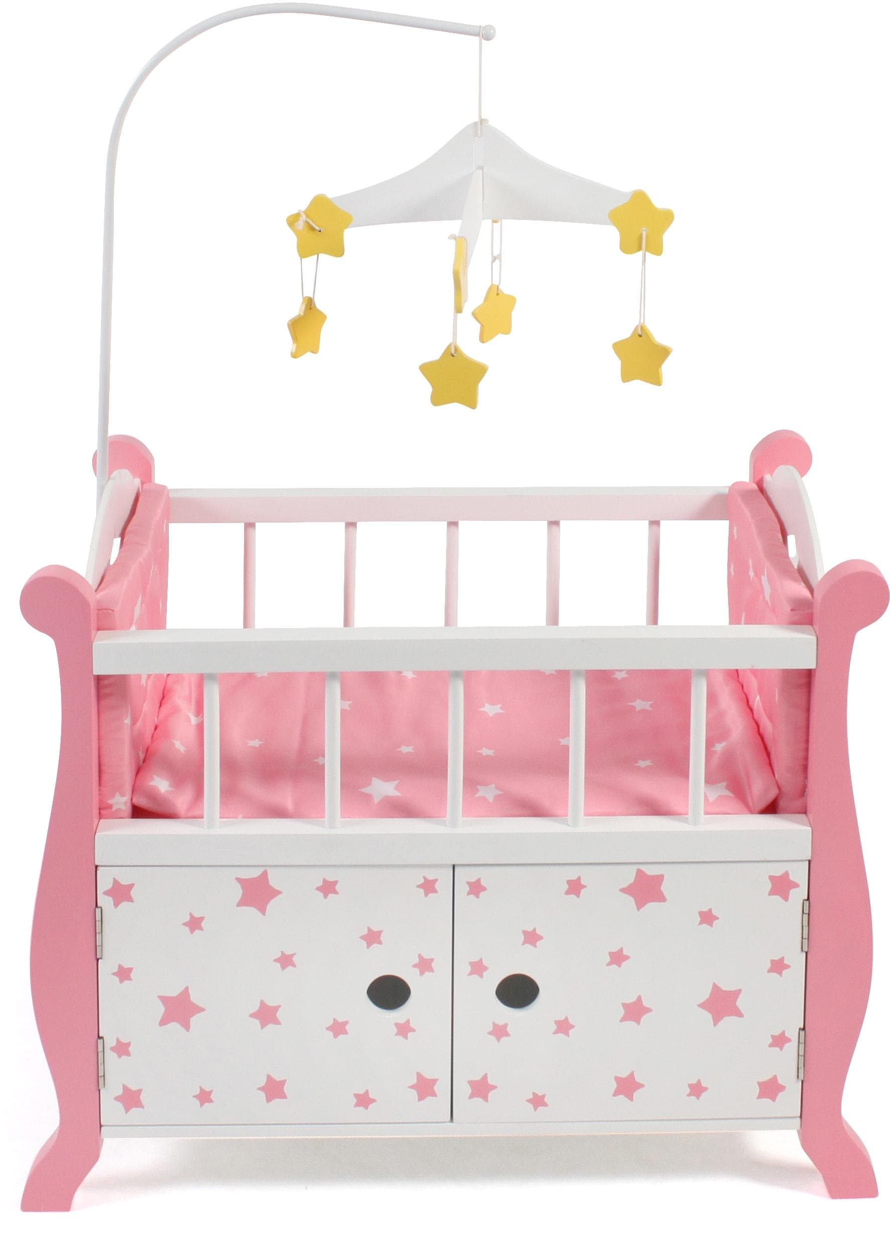 CHIC2000 Puppenbett Stars Pink aus Holz mit Mobile