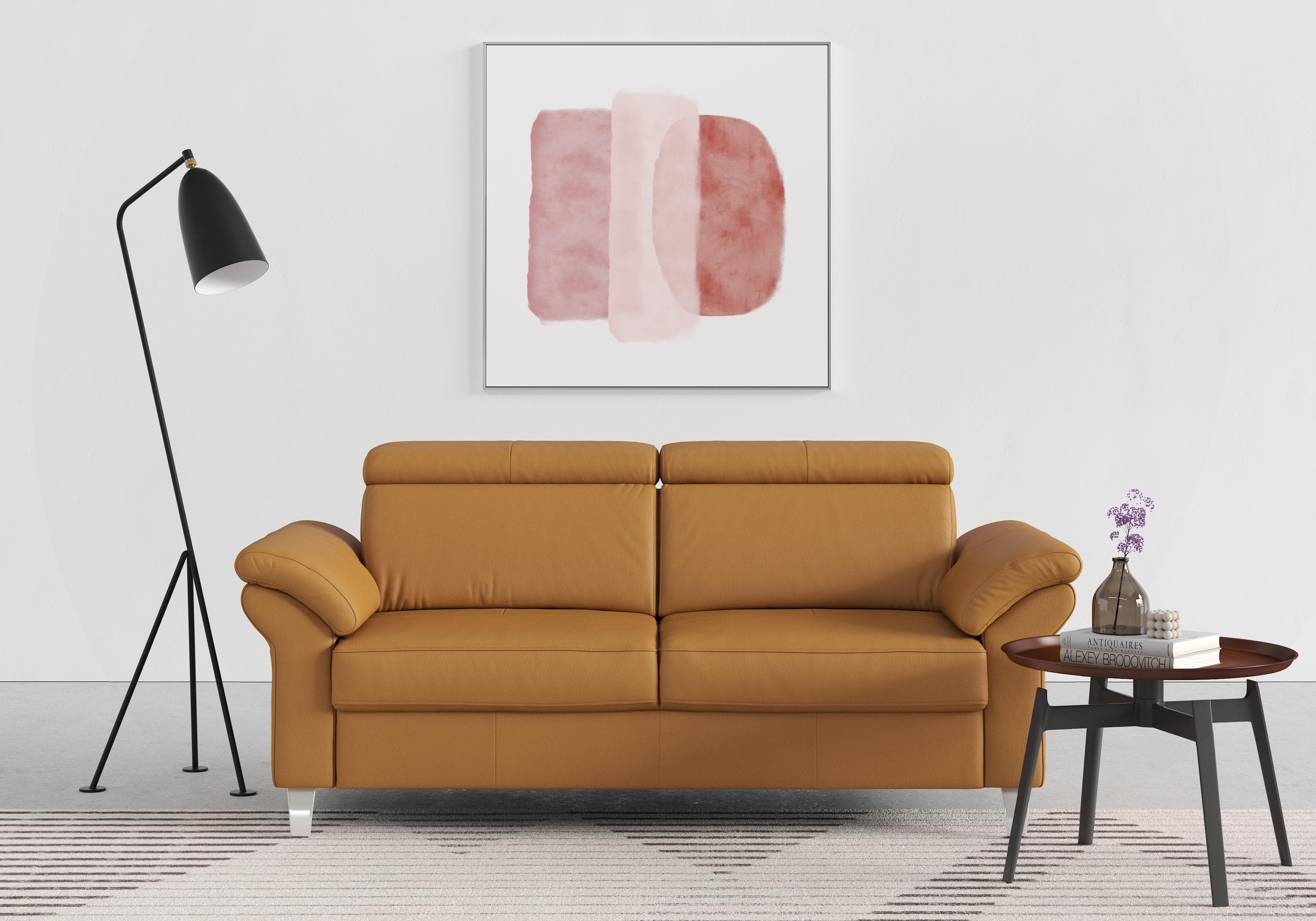 SIT & MORE Sofa Arngast 2,5-Sitzer Curry Naturleder Kopfteilverstellung