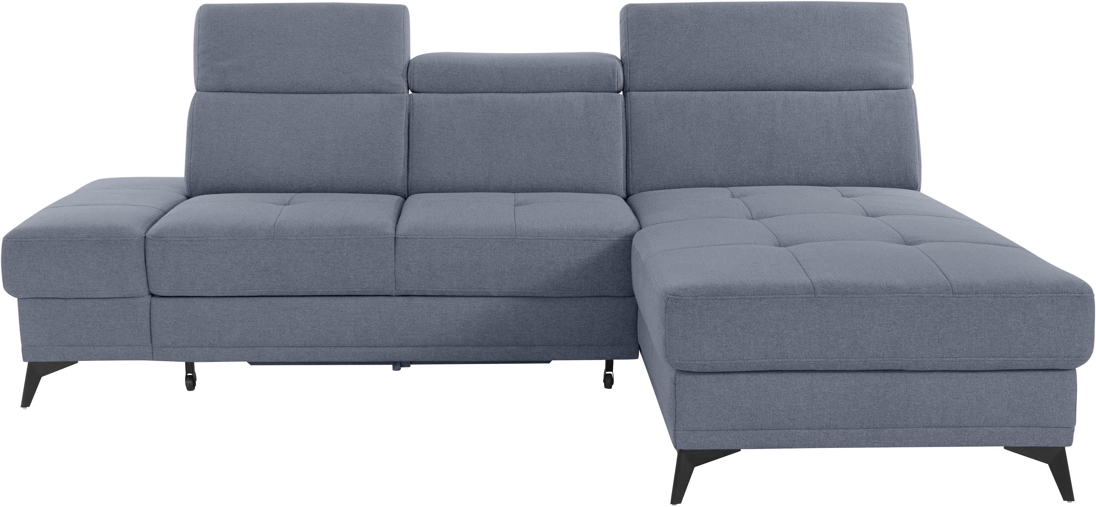HOME AFFAIRE Ecksofa Cardiz L-Form Blaugrau mit Recamiere