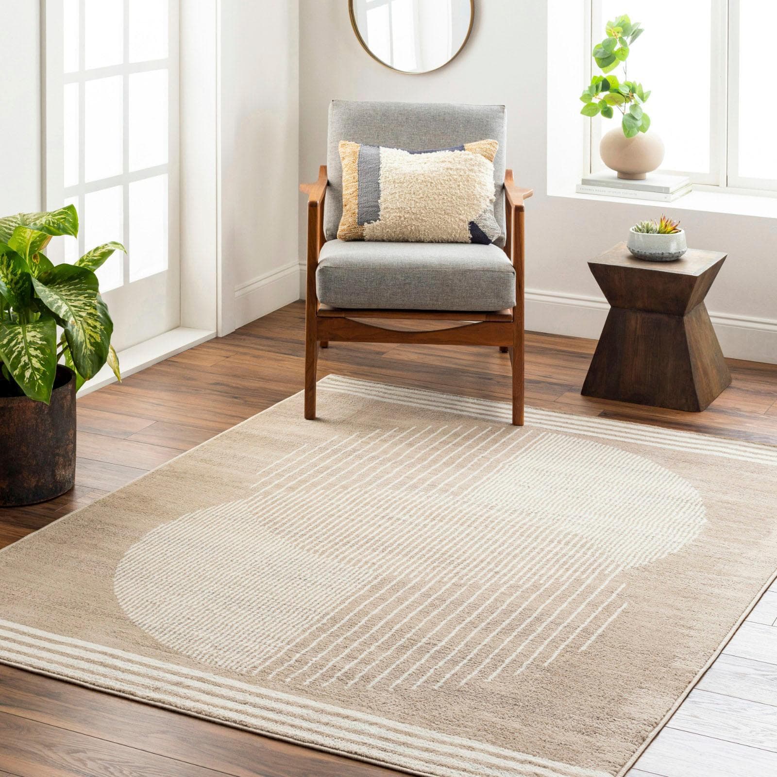 Teppich LIVABLISS MONTEVIDEO Braun Modernes Kreis-Motiv