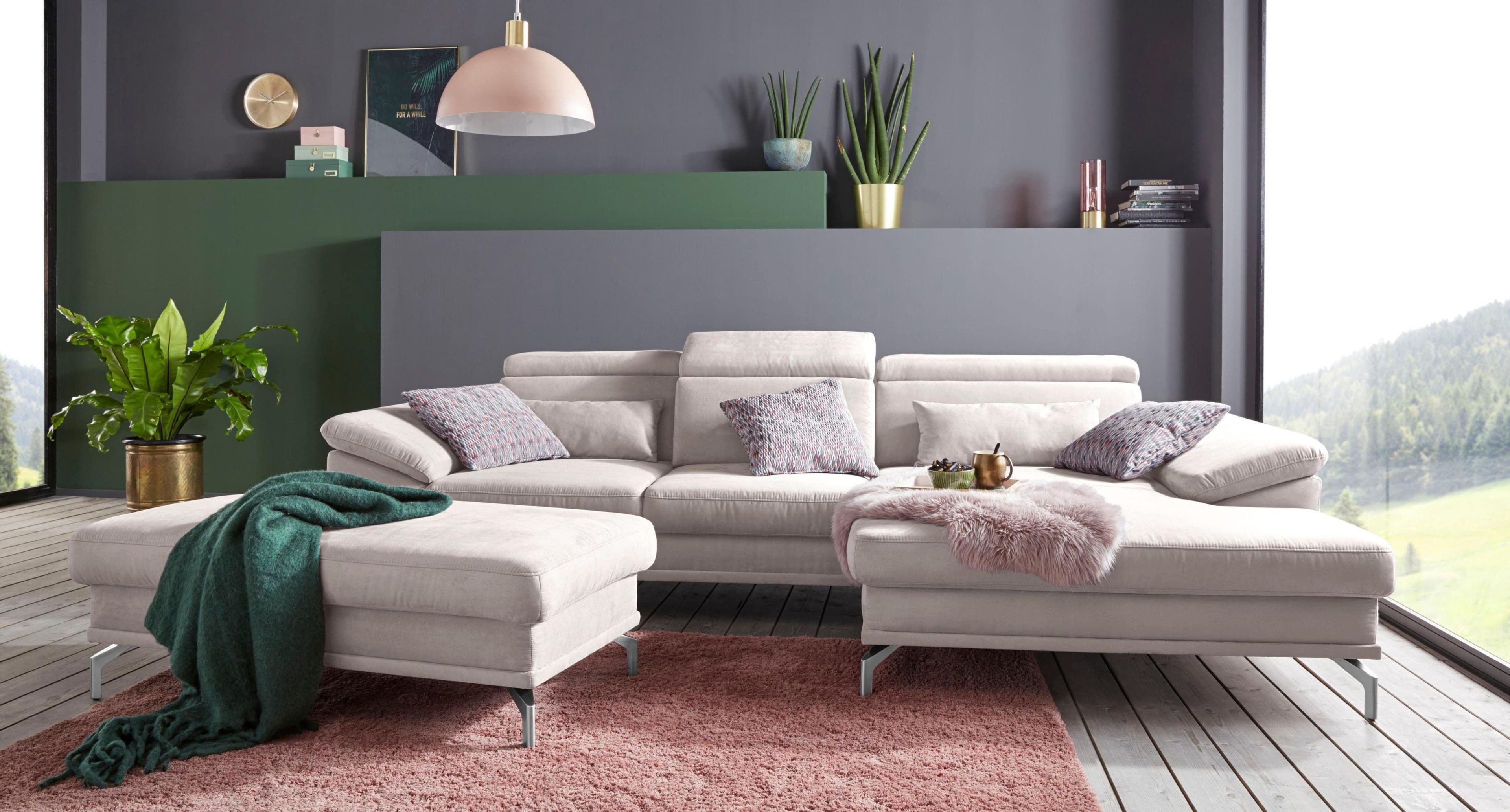 SIT & MORE Polsterhocker Scorpio Beige Microfaser