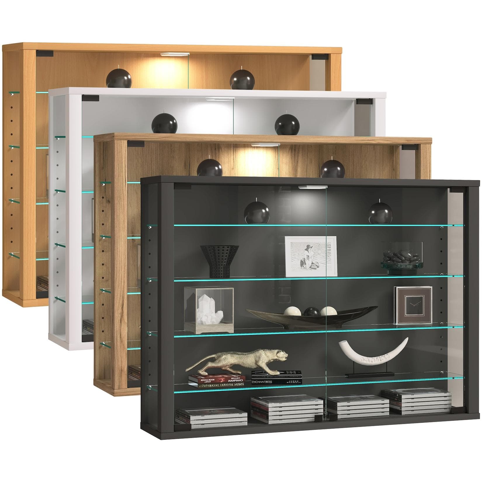 VCM Glasvitrine Vitrosa L Weiß Hängevitrine ESG-Sicherheitsglas