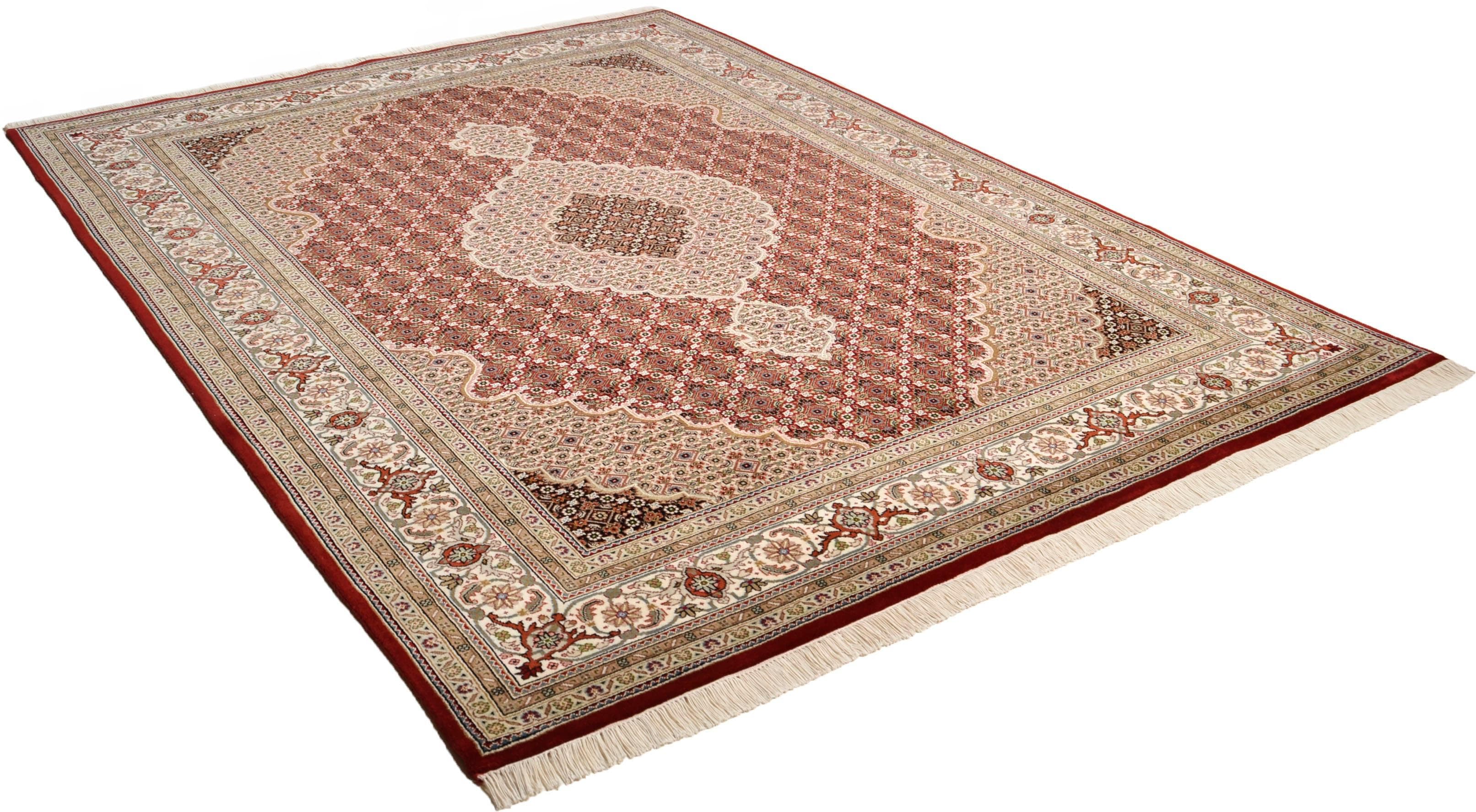 Orientteppich THEKO Mahi Tabriz Rot Creme Handgeknüpft