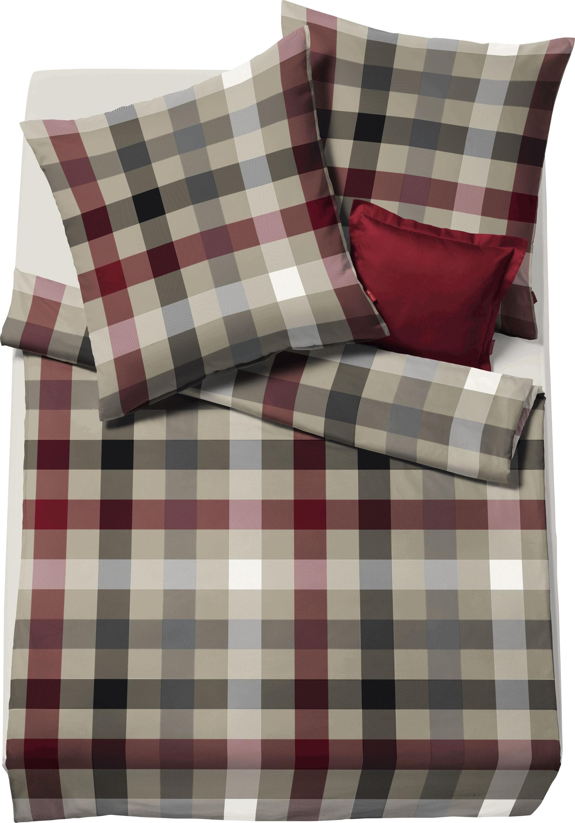 Fleuresse Bettwäsche Lech 3742 Rot Flanell Kariert