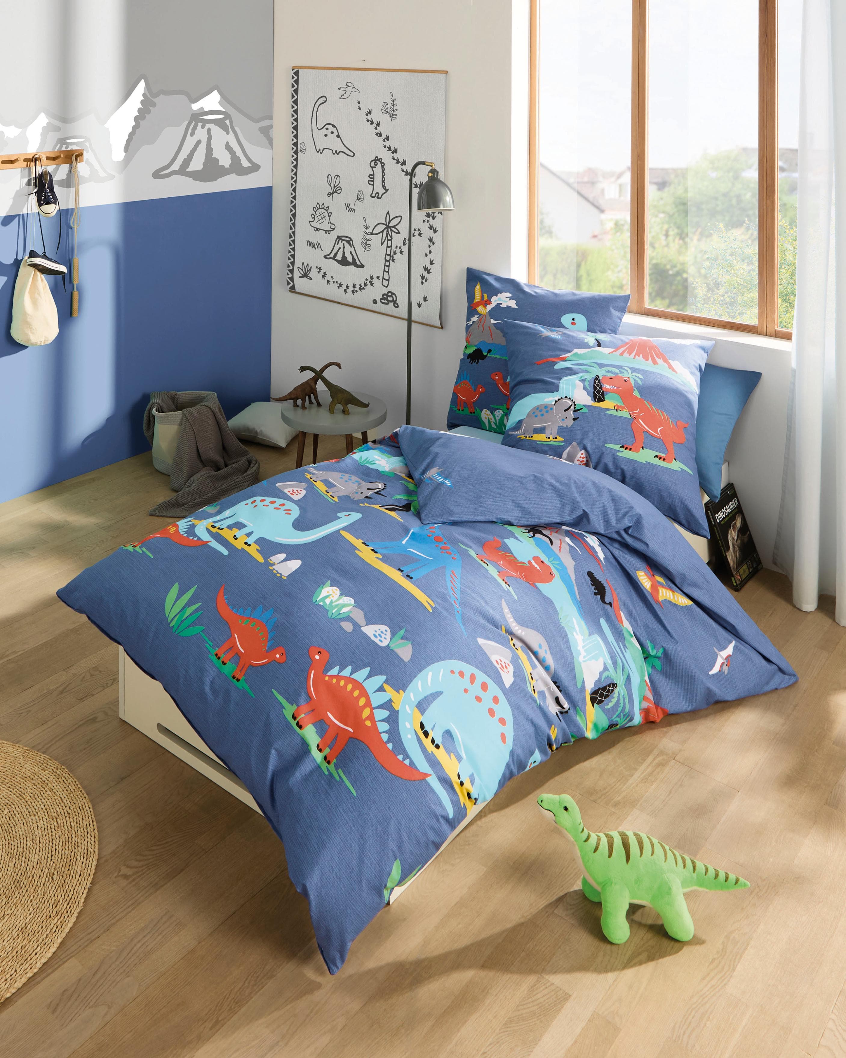 Kaeppel Kinderbettwäsche Dinosaurier Blau 2-tlg. Renforcé