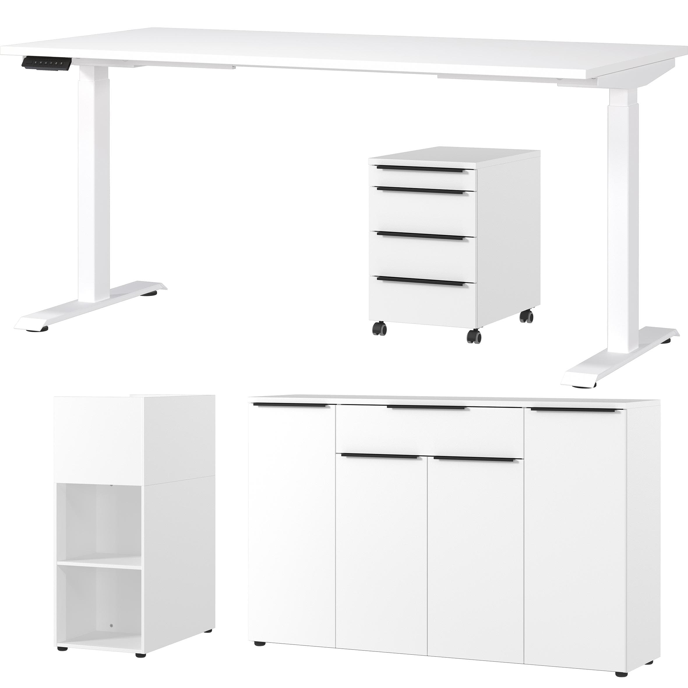 Büromöbel-Set GERMANIA Mailand Weiß Schreibtisch 160cm Metall Spanplatte