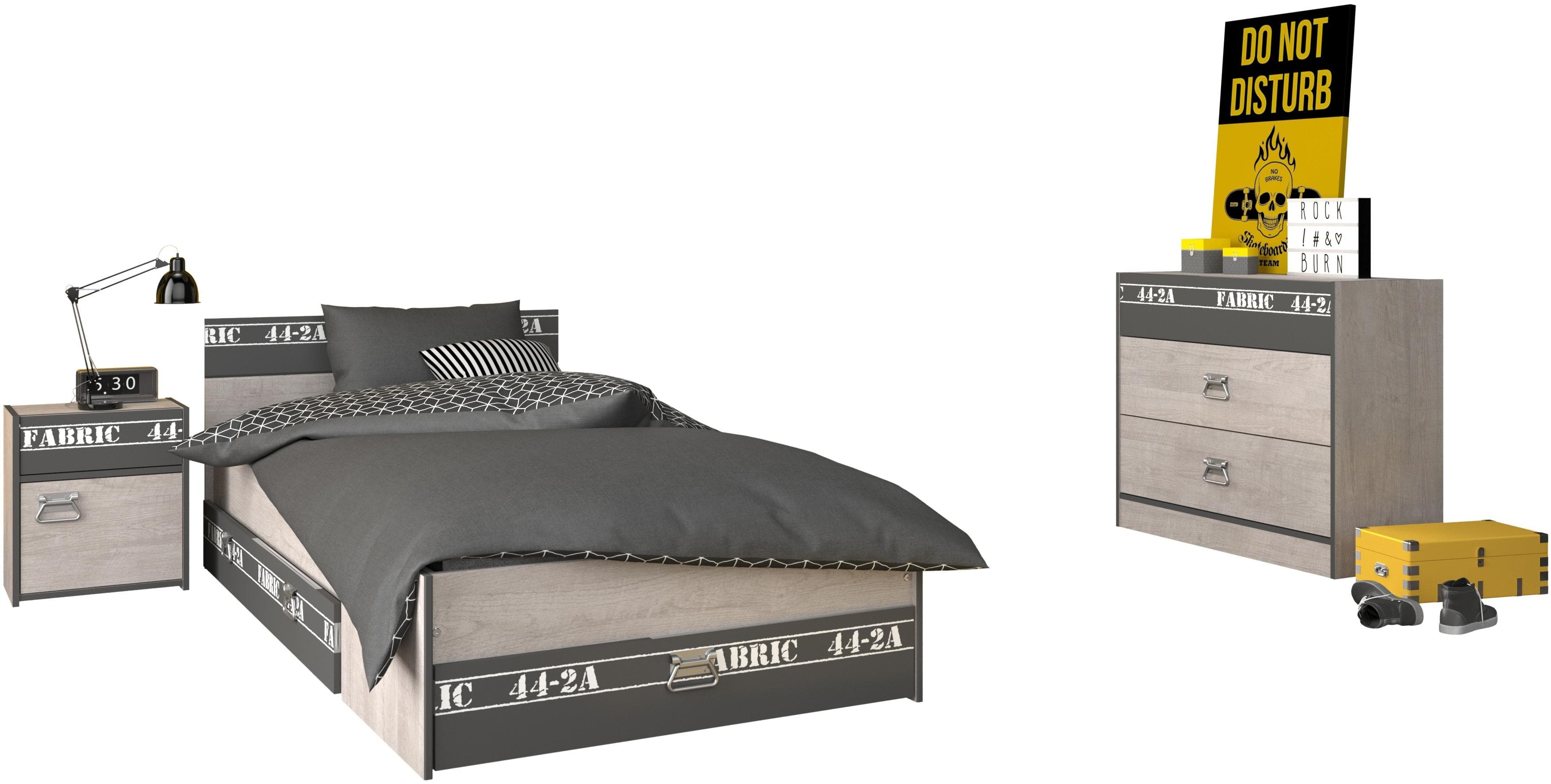 Parisot Jugendzimmer-Set Fabric 14 Grau mit Stauraum