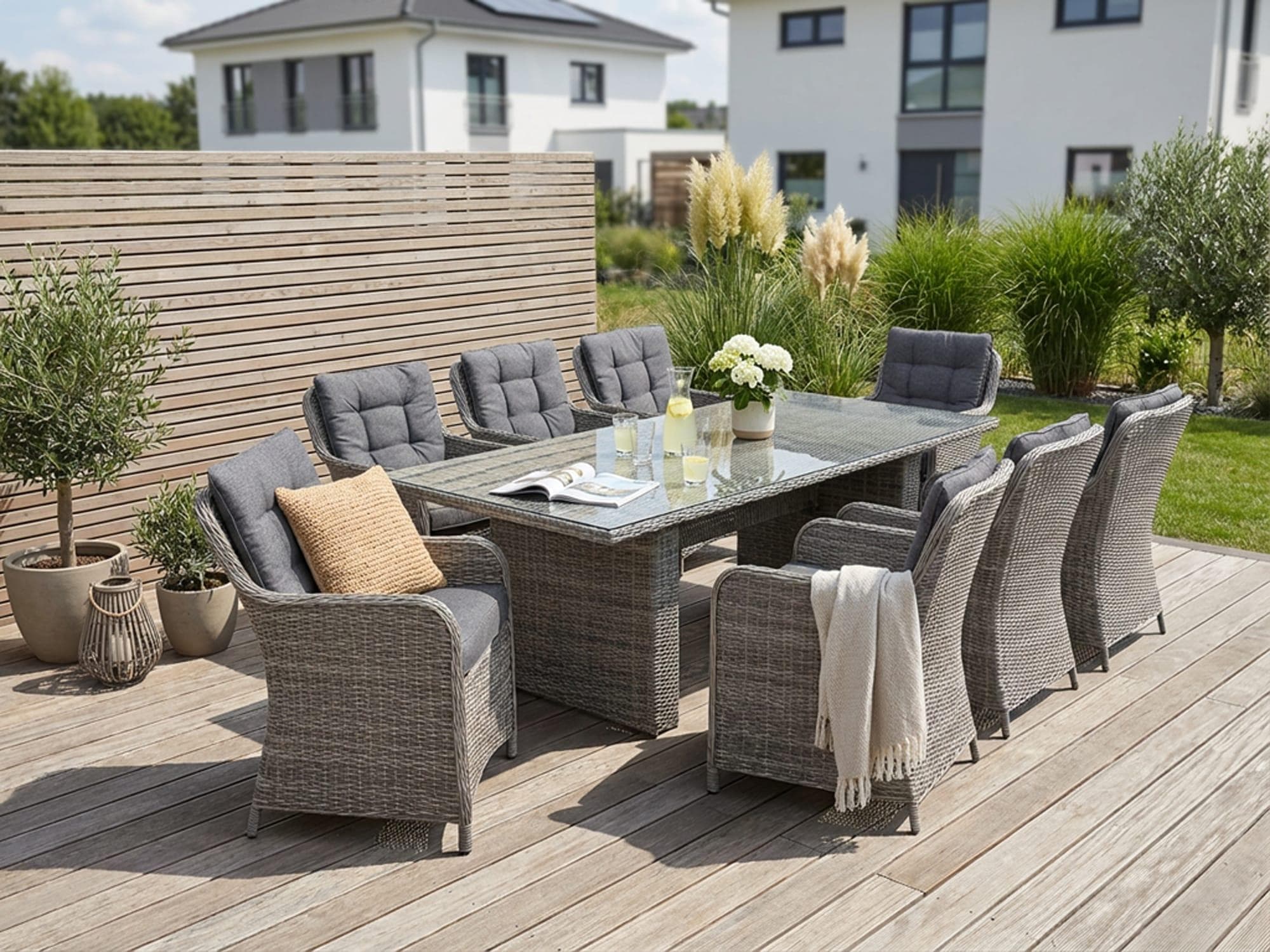 Konifera Garten-Essgruppe Menorca 25-tlg. Grau Aluminium Polyrattan