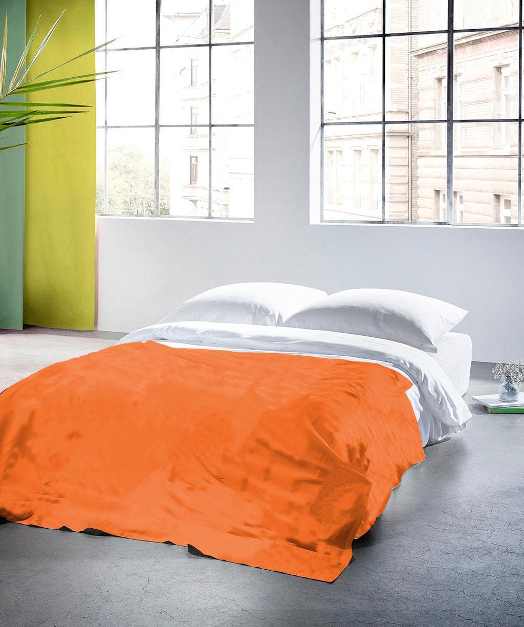 FLEURESSE Plaid Orange Baumwolle Leinen Wohndecke 180x270cm