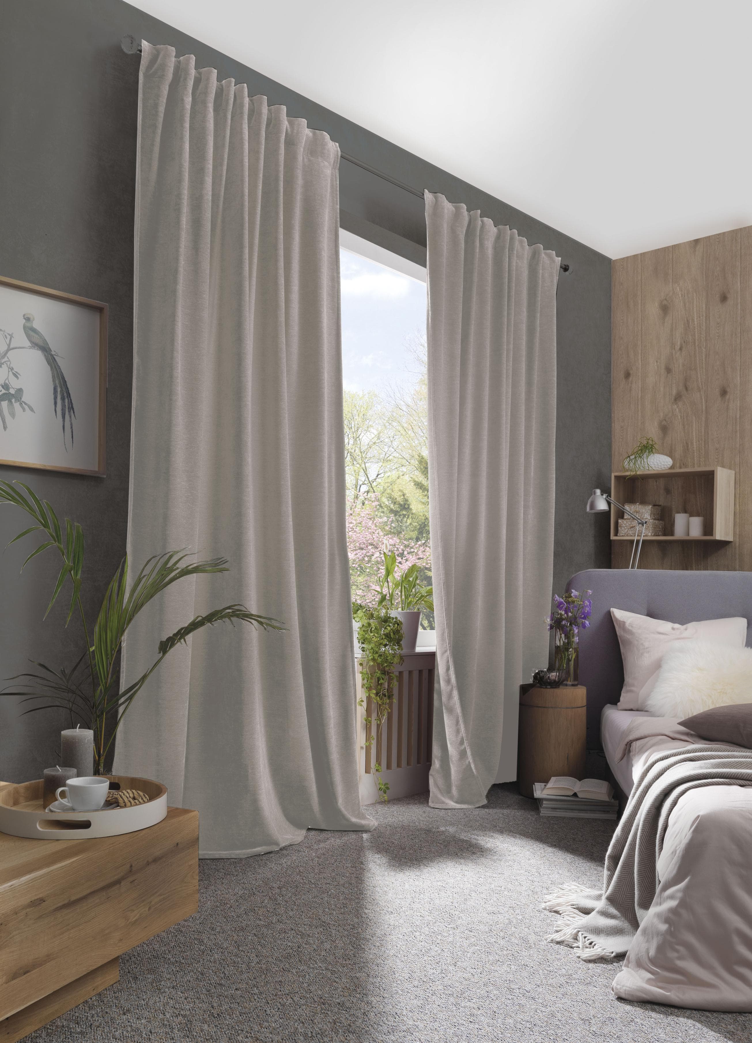 HOME WOHNIDEEN WOLLY Gardine Grau Thermo-Chenille Uni