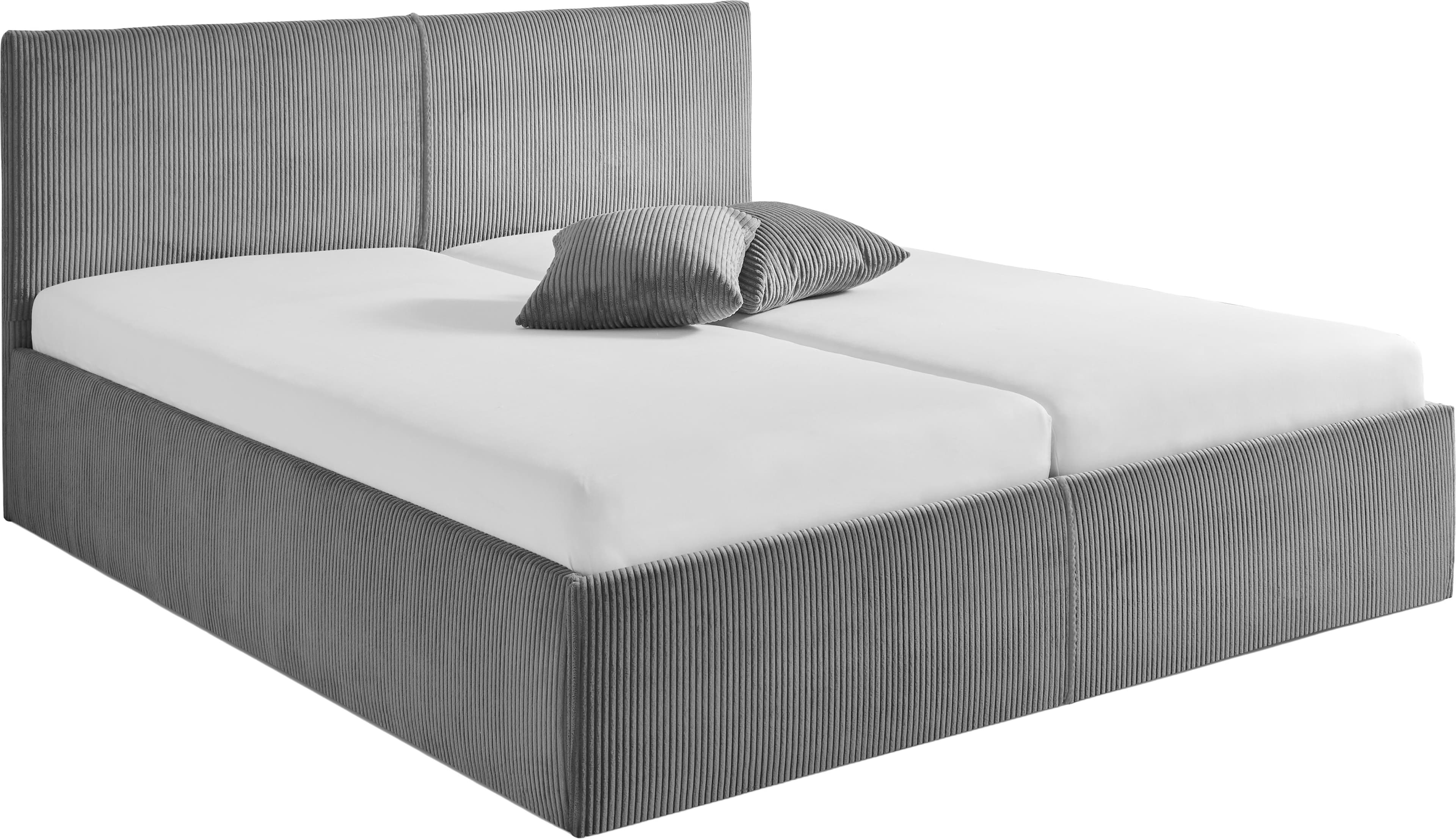 Polsterbett 180x200 cm Grau mit Matratze und Lattenrost