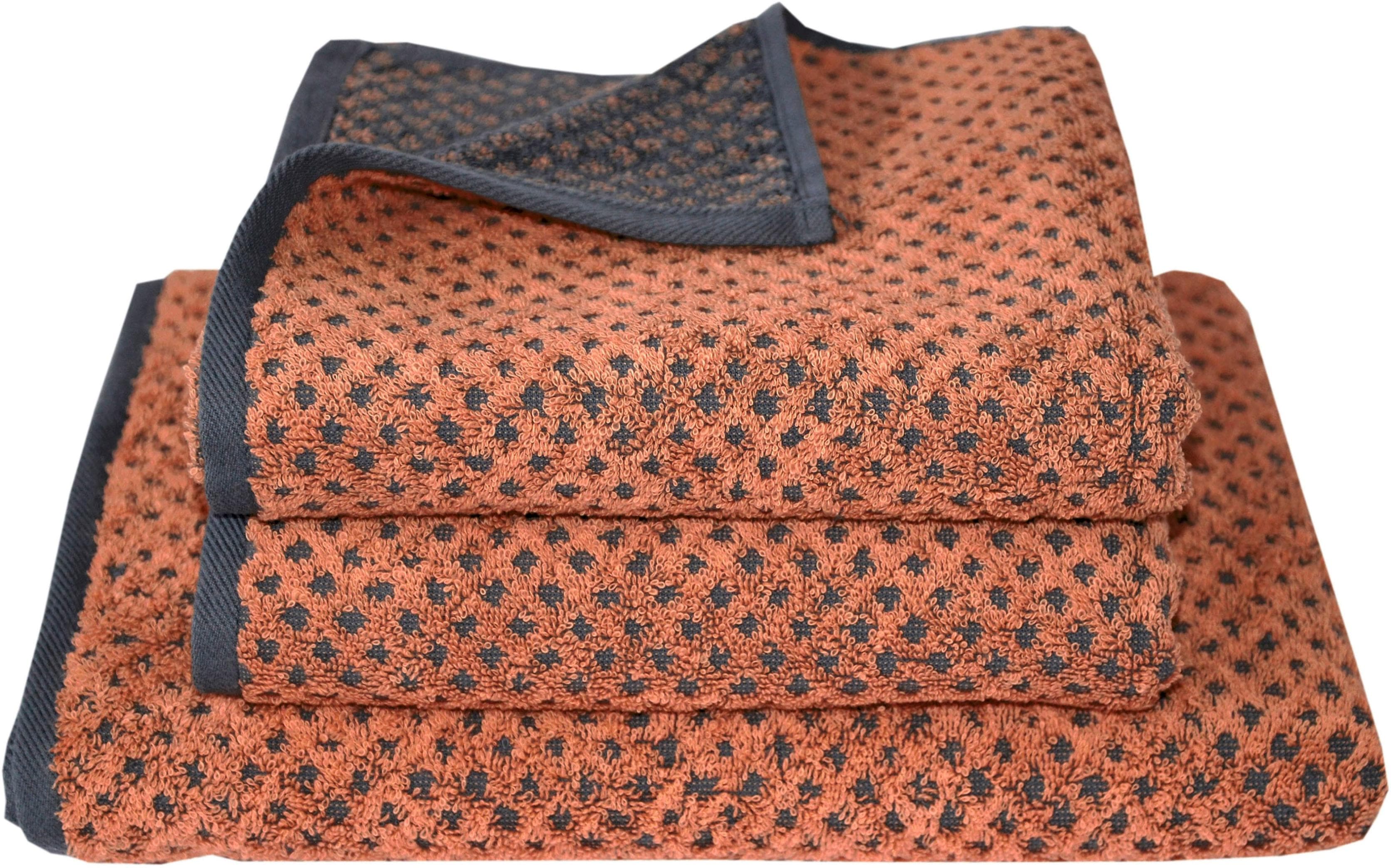 Handtuch Set "Golden Shades Rhombus" rosa kupfer Dyckhoff Walkfrottier