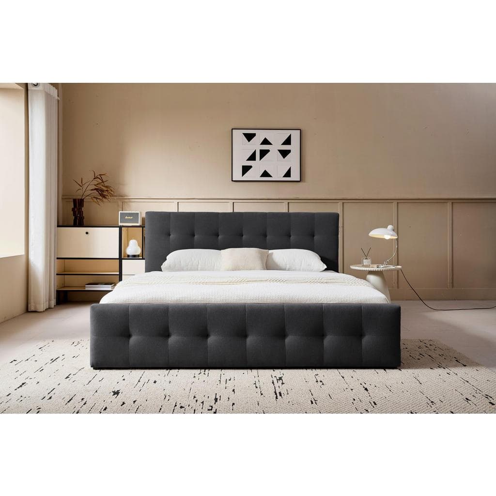 Boxxx Polsterbett Dunkelgrau 180x200 cm mit Bettkasten