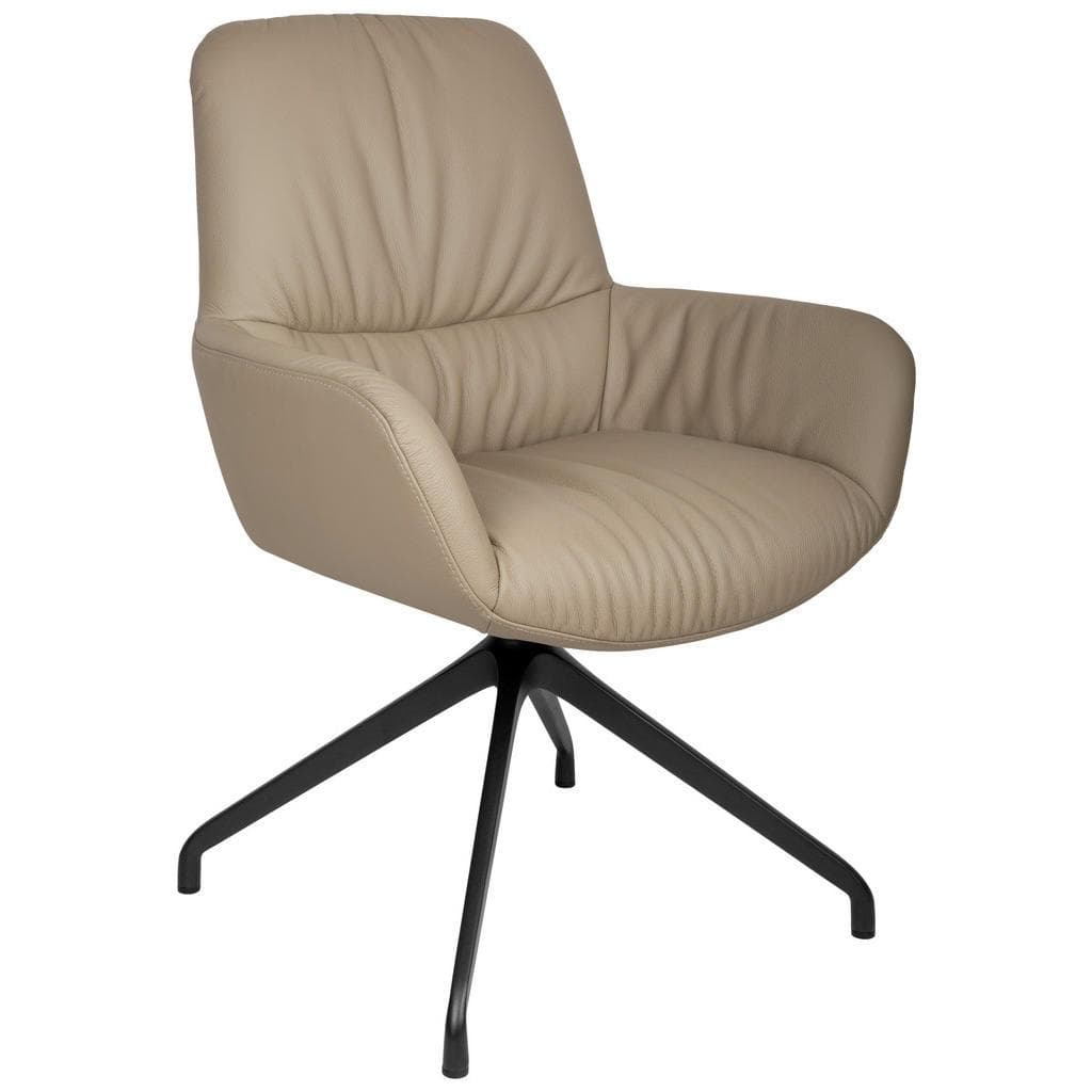 Dieter Knoll Armlehnstuhl Schwarz Taupe Metall Leder