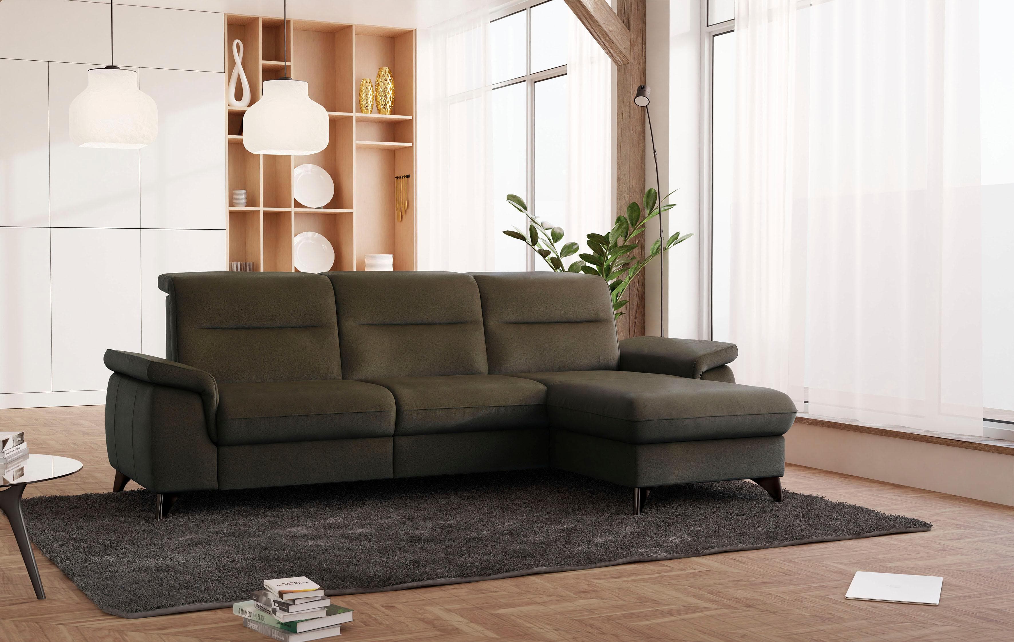 SIT & MORE Ecksofa Astoria L-Form Oliv Microfaser