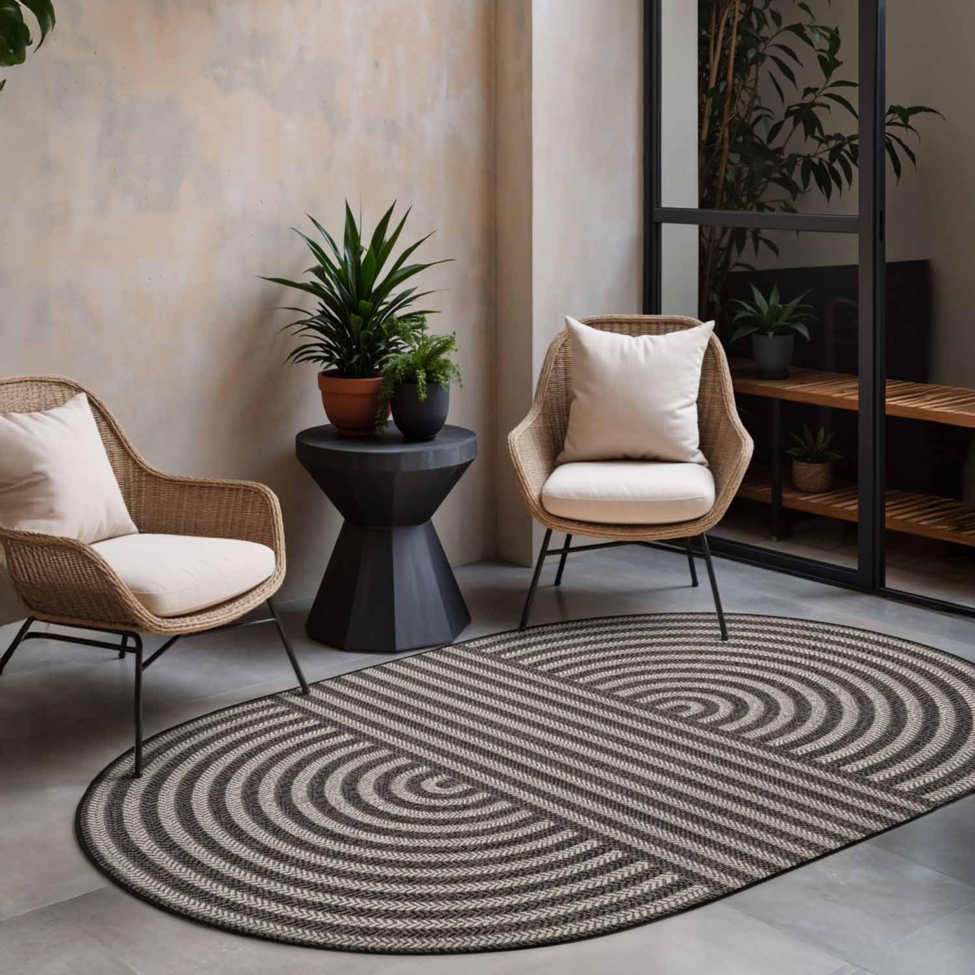 Ted Baker Woodfield Wendeteppich Schwarz Weiß Boho Design