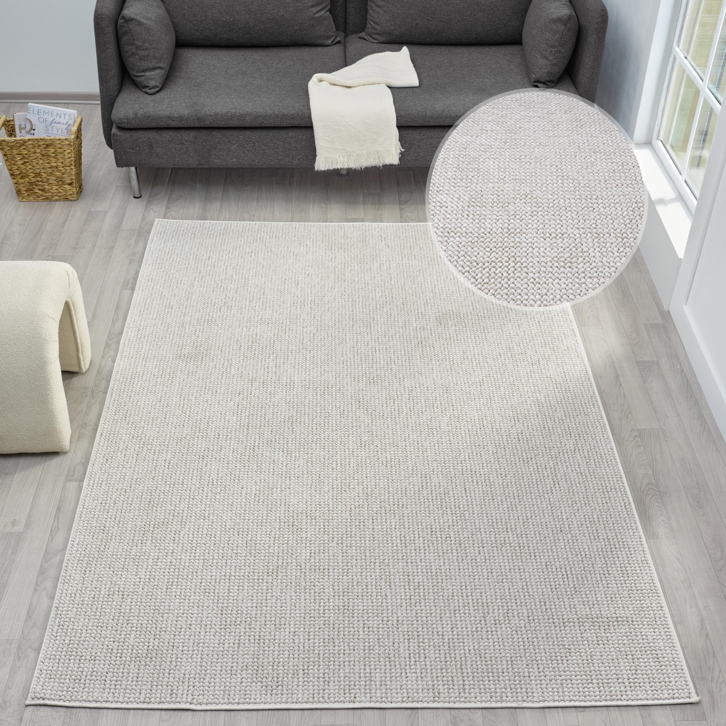 Teppich OTTO HOME Lilri Woll-Look Scandi Beige Creme 120x180cm