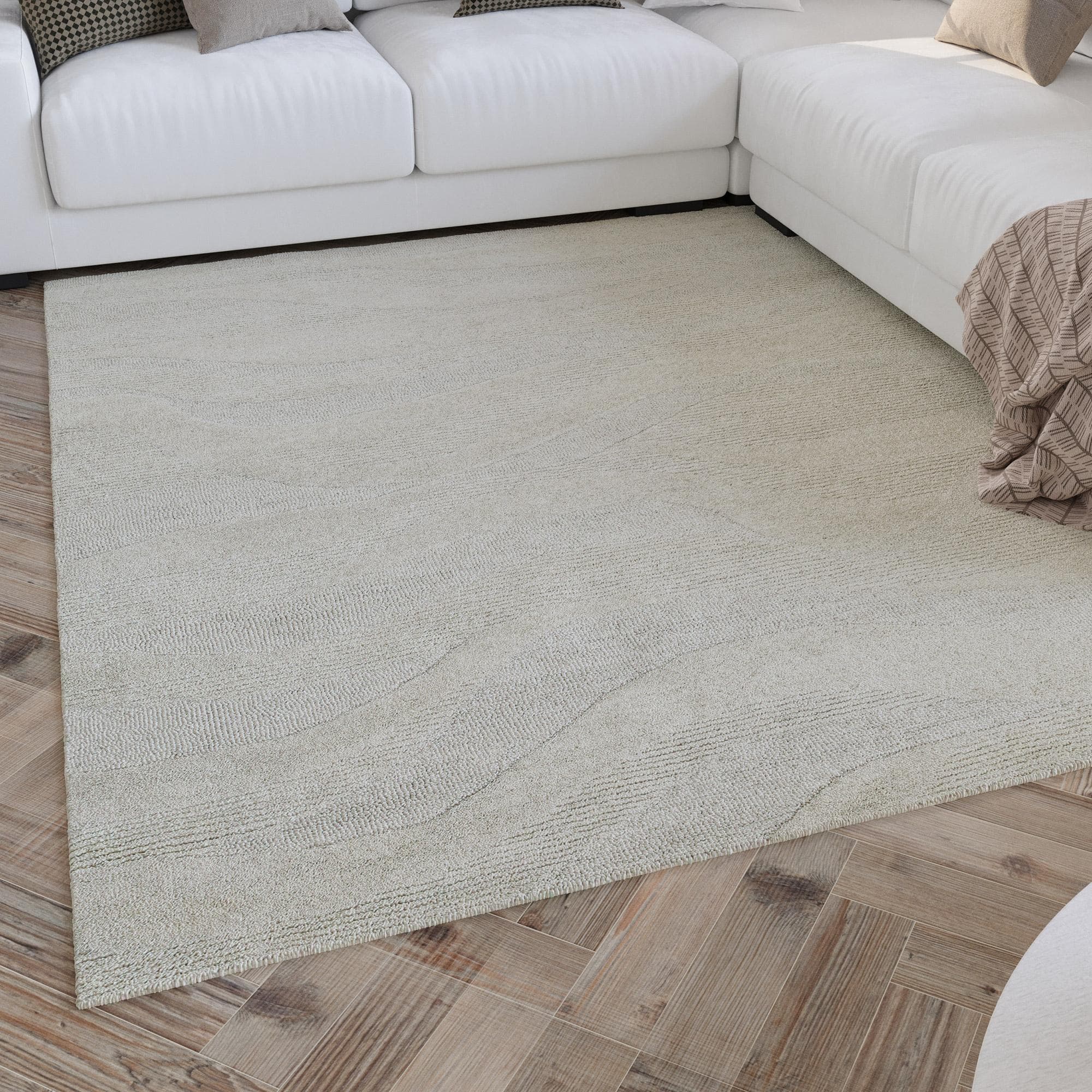 WECON HOME Wollteppich Hamptons THIRTYFOUR Beige Creme-Weiß Schurwolle