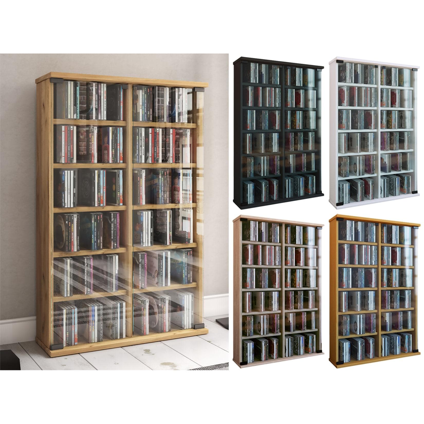 VCM CD Regal Roma mit Glastüren Braun