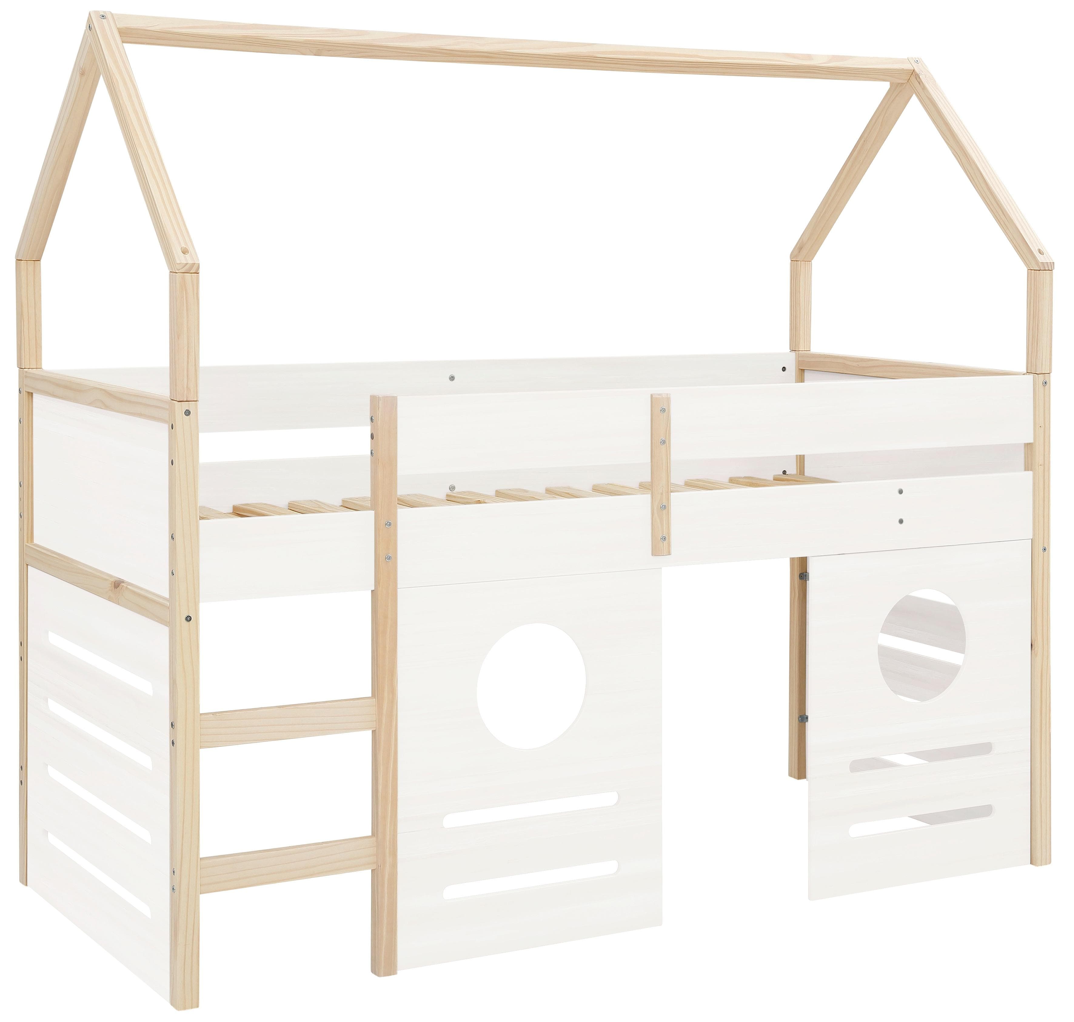 Lüttenhütt Hochbett Janne weiß natur mit Leiter