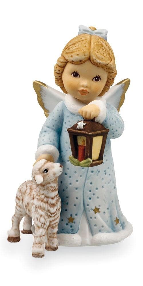 Goebel Dekofigur Engel Heller Schein im Krippenstall Bunt Biskuitporzellan