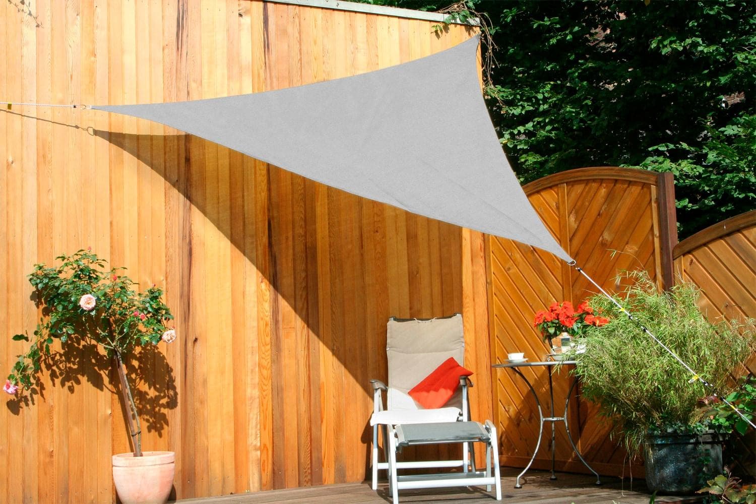 FLORACORD Sonnensegel Grau Dreieckig Polyethylen