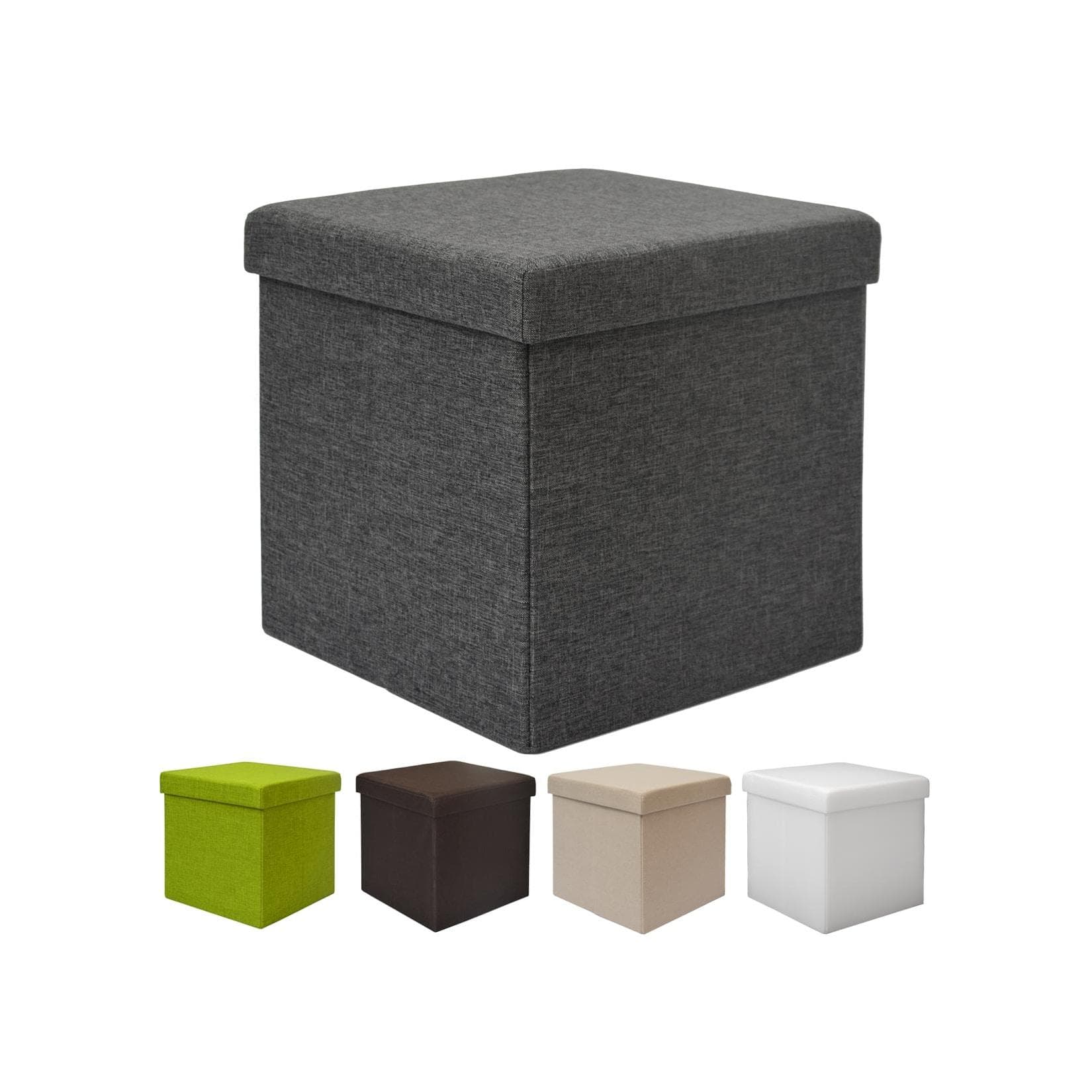 DuneDesign Faltbarer Sitzhocker mit Stauraum - 38x38x38 cm Polsterhocker