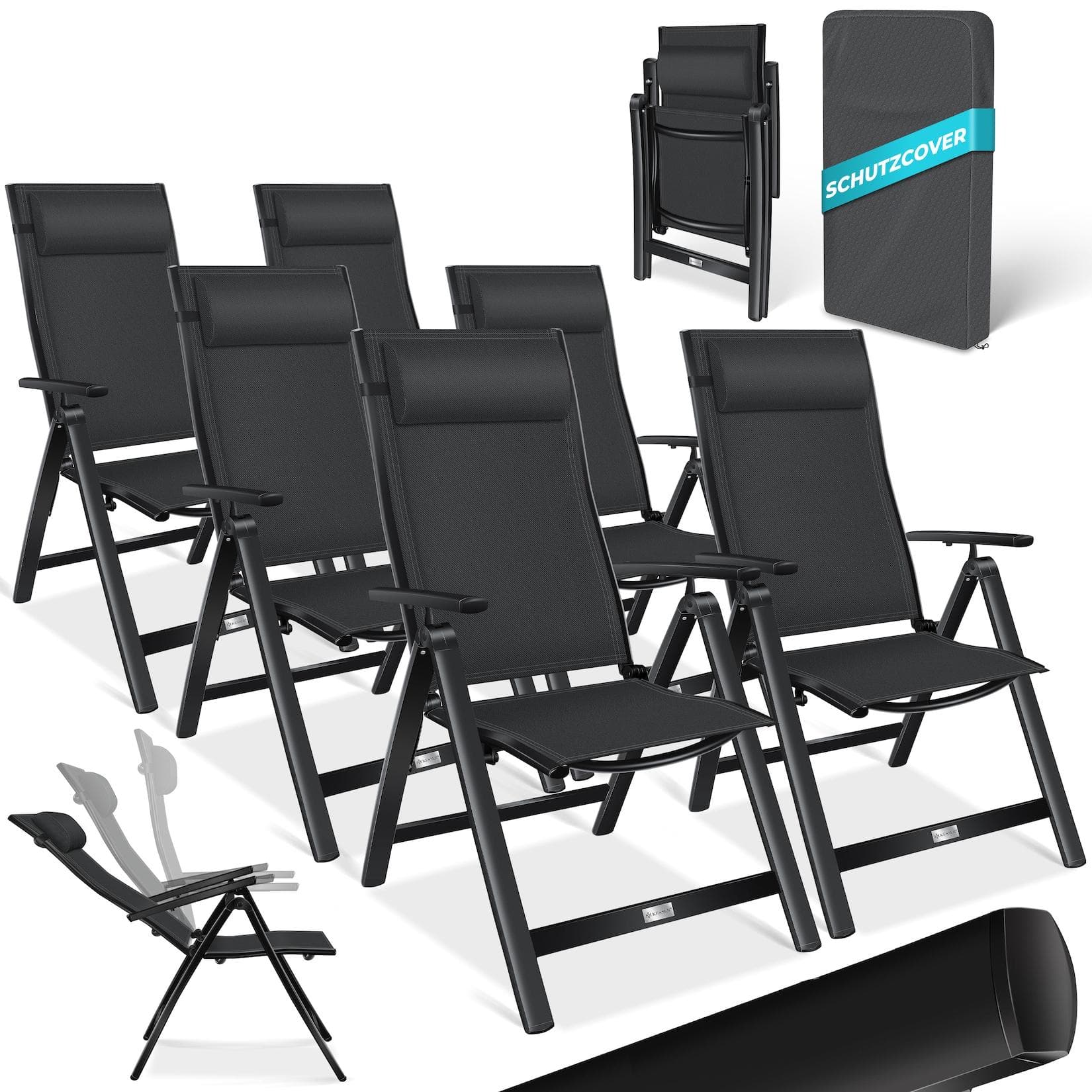 KESSER Gartenstuhl Hochlehner Aluminium Klappstuhl 6er Set