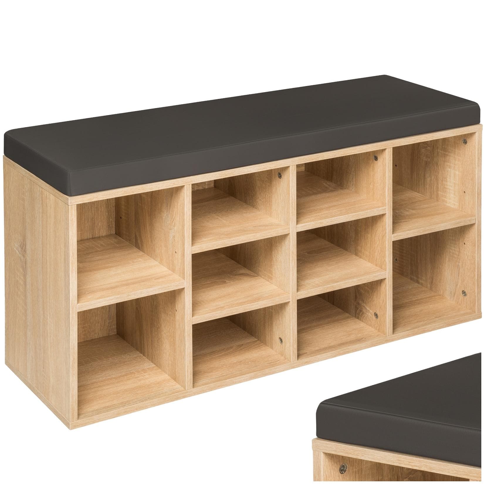 tectake Schuhschrank mit Sitzpolster für 10 Paar Schuhe