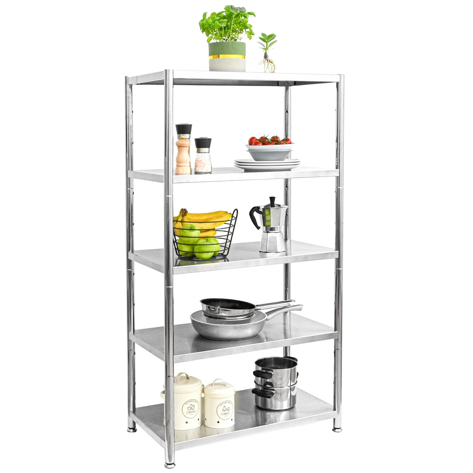 Edelstahl Regal 5 Ebenen Industrial Style Schwerlastregal Silber