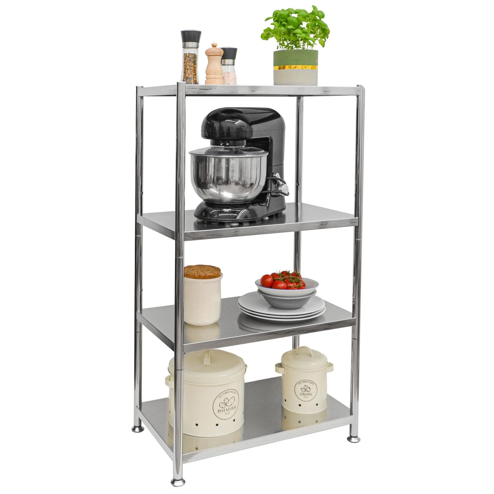 shelfr Edelstahl Regal 4 Ebenen Schwerlast Industrial Style