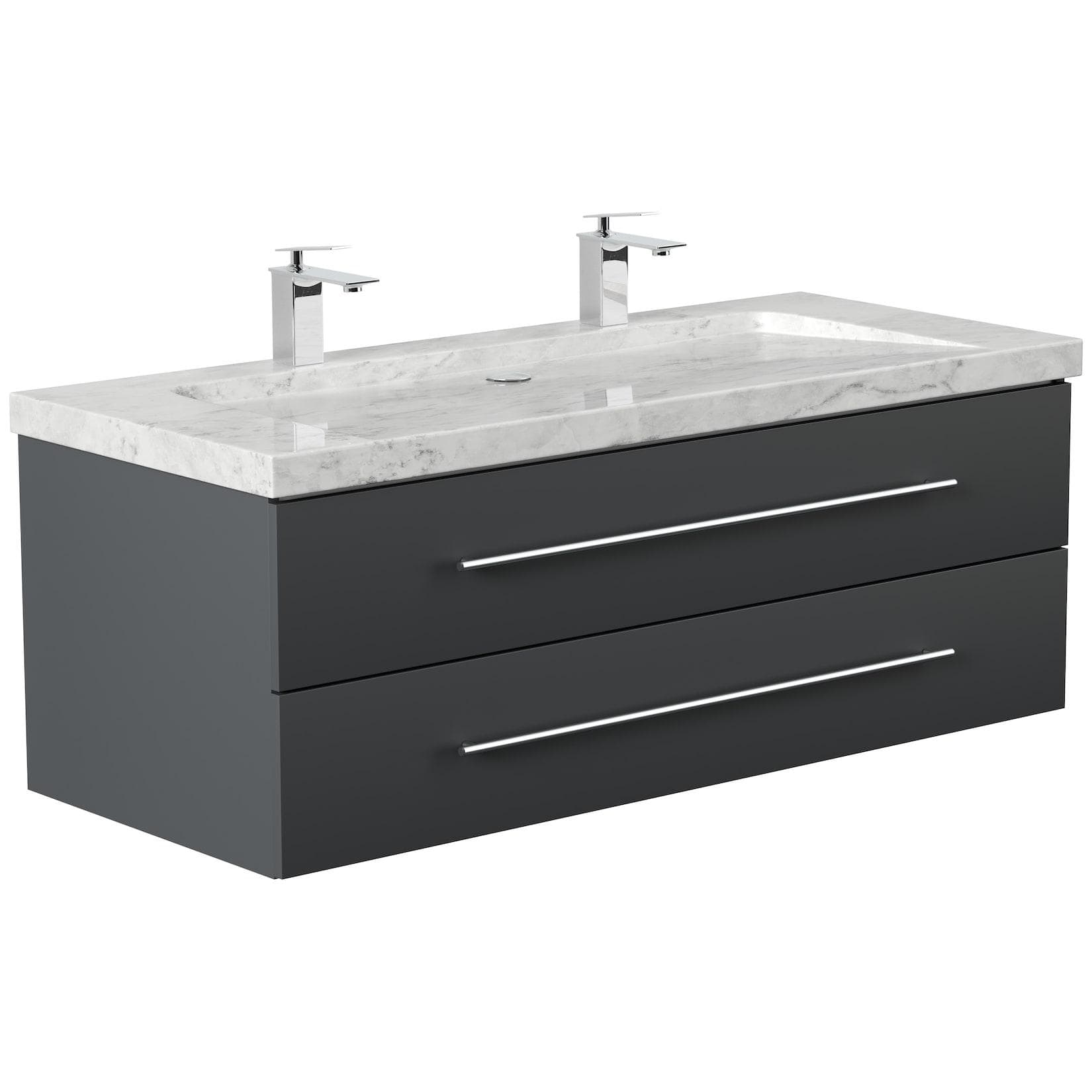 Posseik Badmöbel Marmor Carrara White YAMO 130 cm SoftClose weiß hochglanz