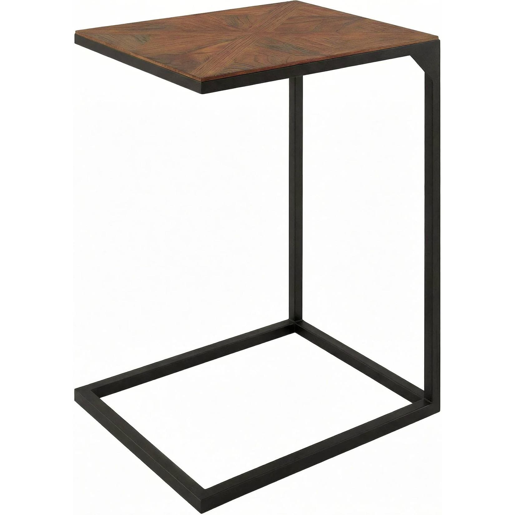 CLP Beistelltisch Velaro Couchtisch C-Form Wohnzimmertisch Mindiholz Metallgestell