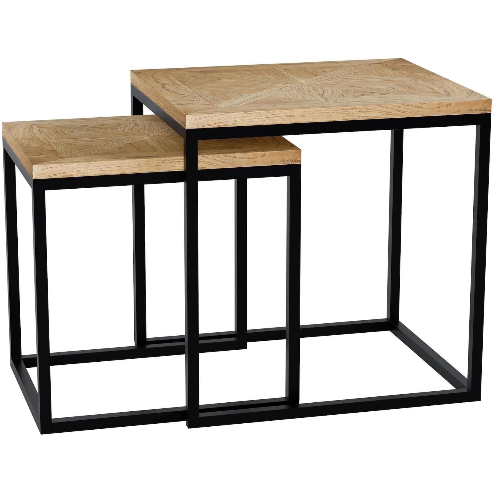 CLP Beistelltisch 2er Set Holz Talero Couchtisch modern Metallgestell