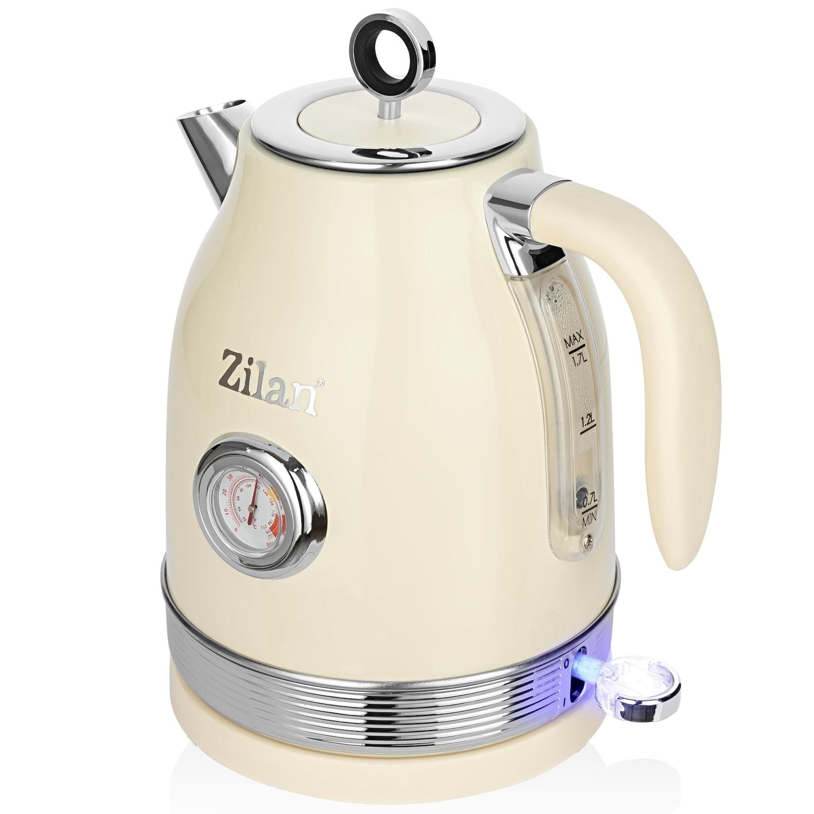 Zilan Retro Wasserkocher Edelstahl 1,7L Beige Kabellos