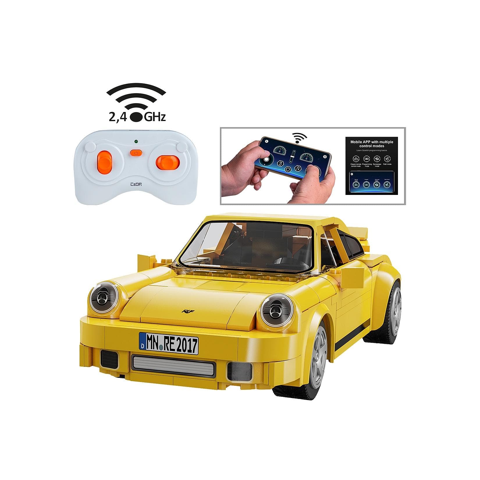Jamara RC-Auto CaDA RUF CTR 2017 Yellowbird 1:20 gelb 2,4GHz Bricks