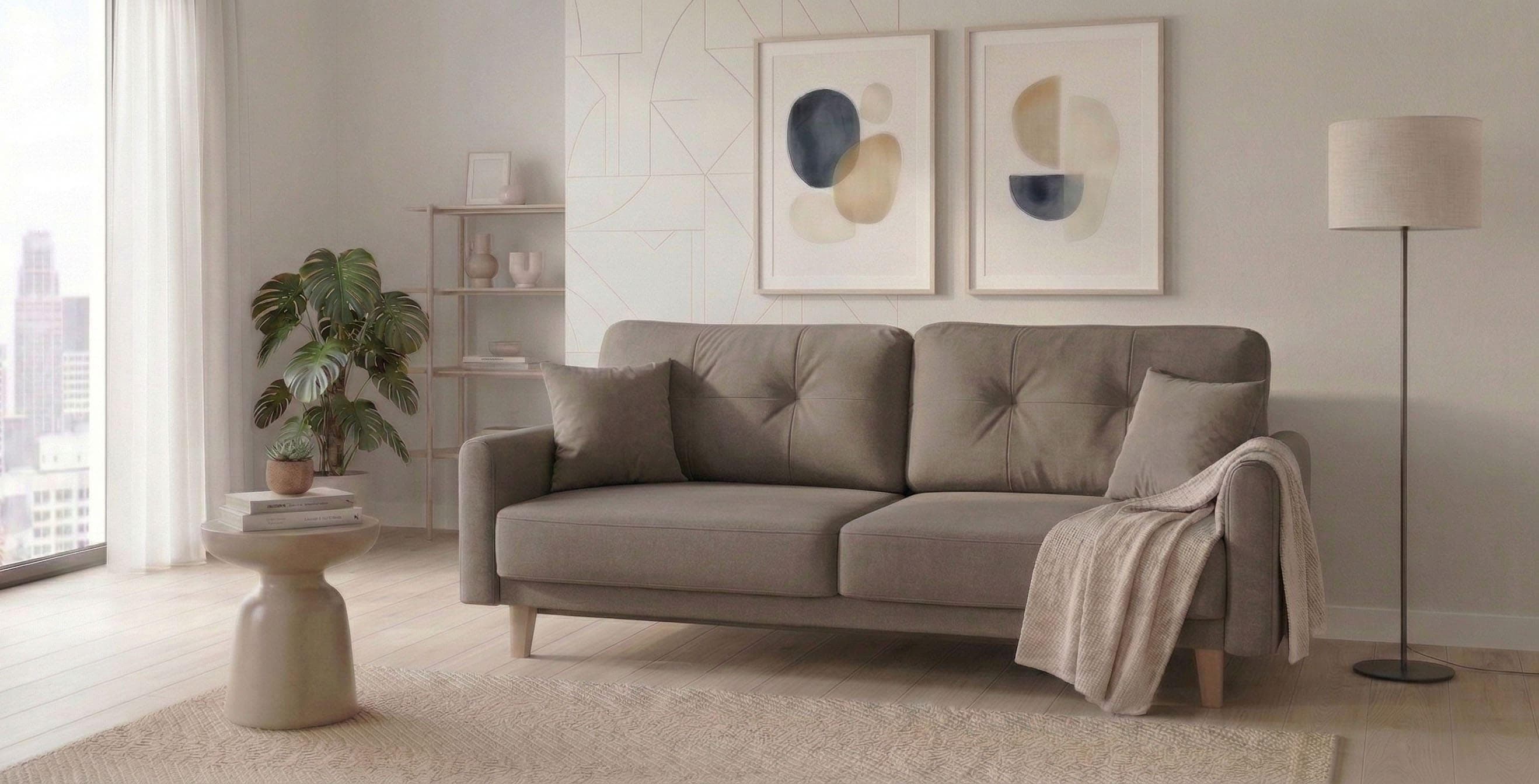 HOME AFFAIRE TRIPLO Schlafsofa 3-Sitzer Taupe Microfaser