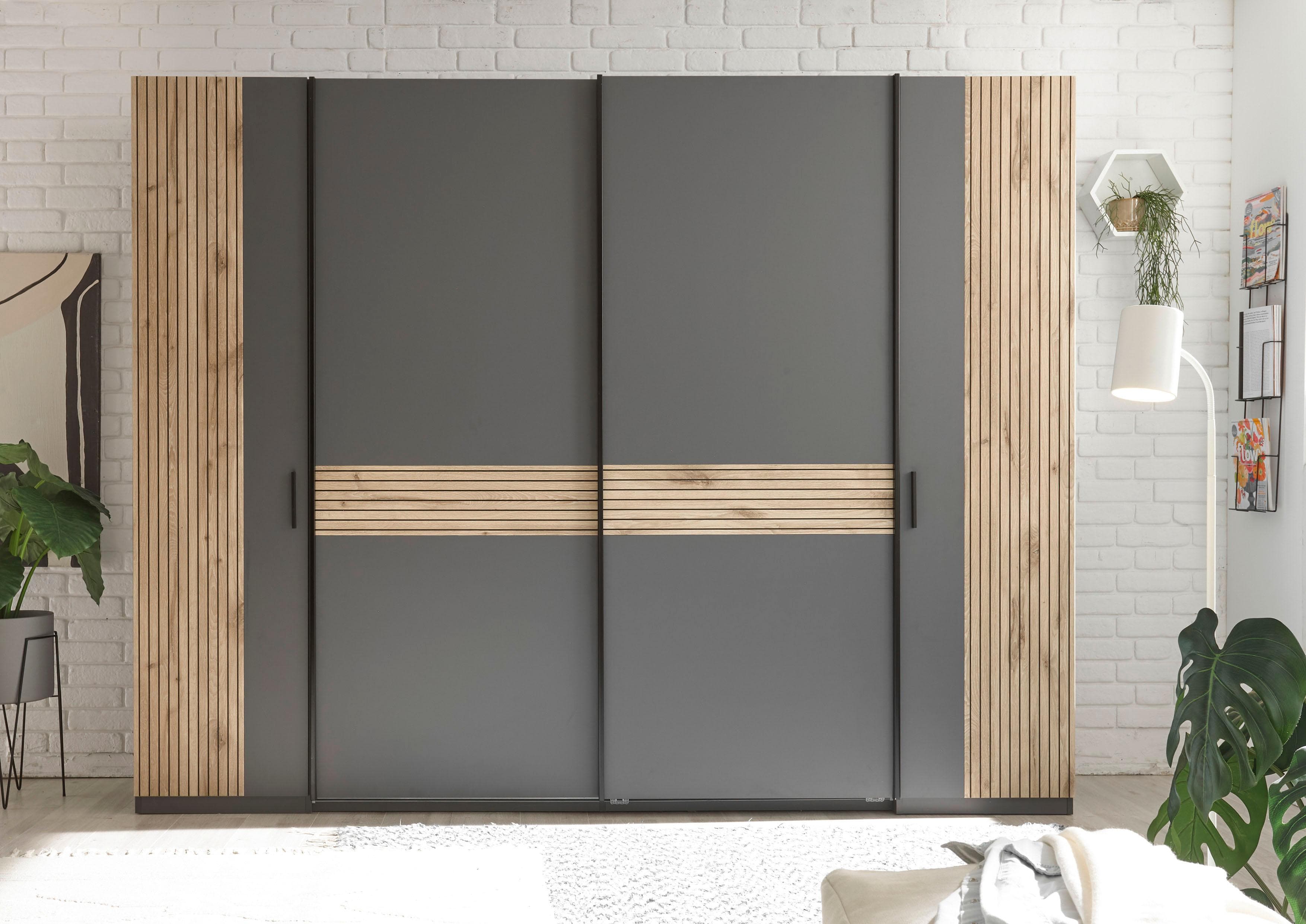 Schlafkontor Daria Kleiderschrank 4-tlg. Graphit/Viking Oak
