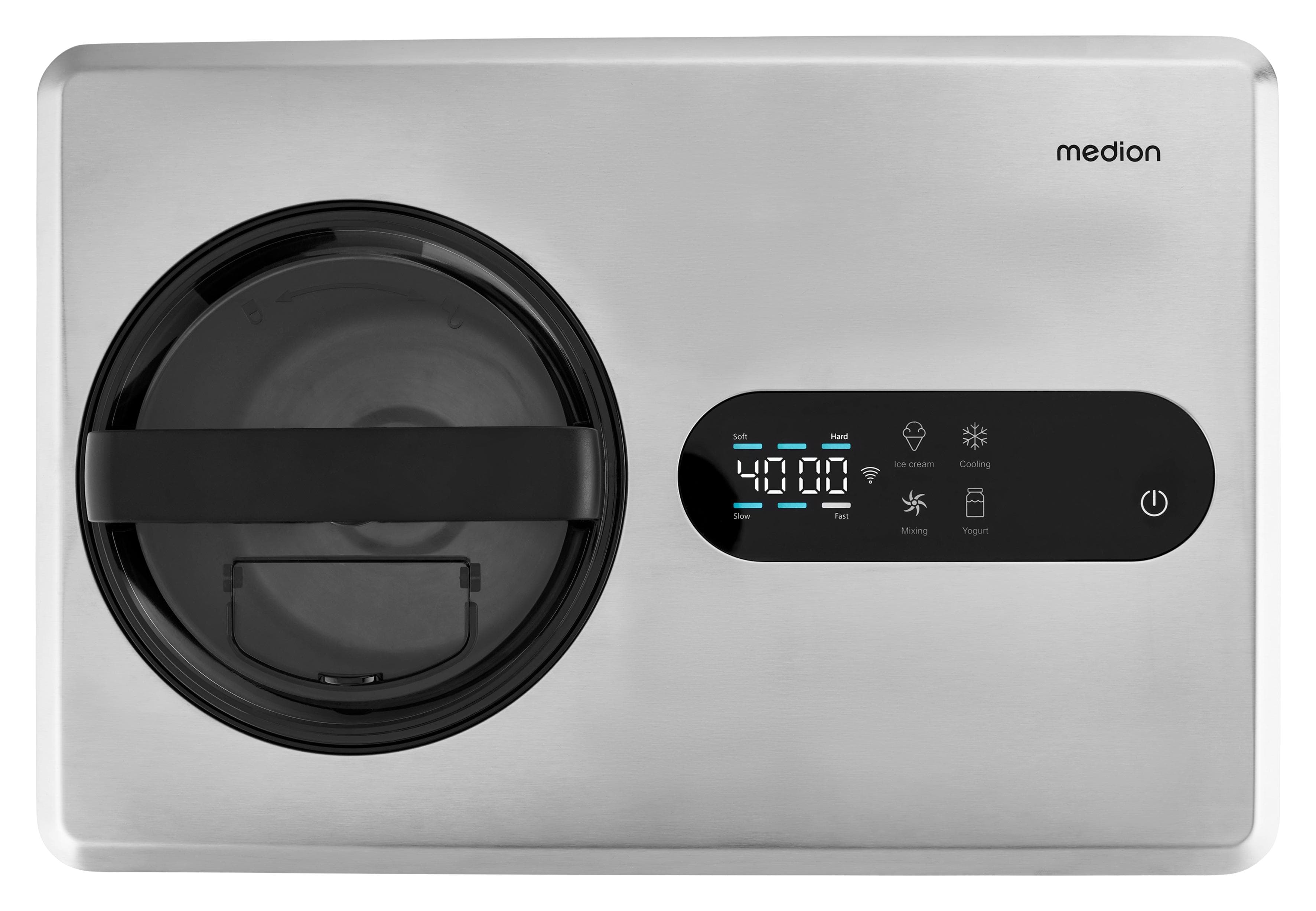 MEDION Eismaschine MD 12170 2 L Kapazität Kompressor Smartphonesteuerung Silber