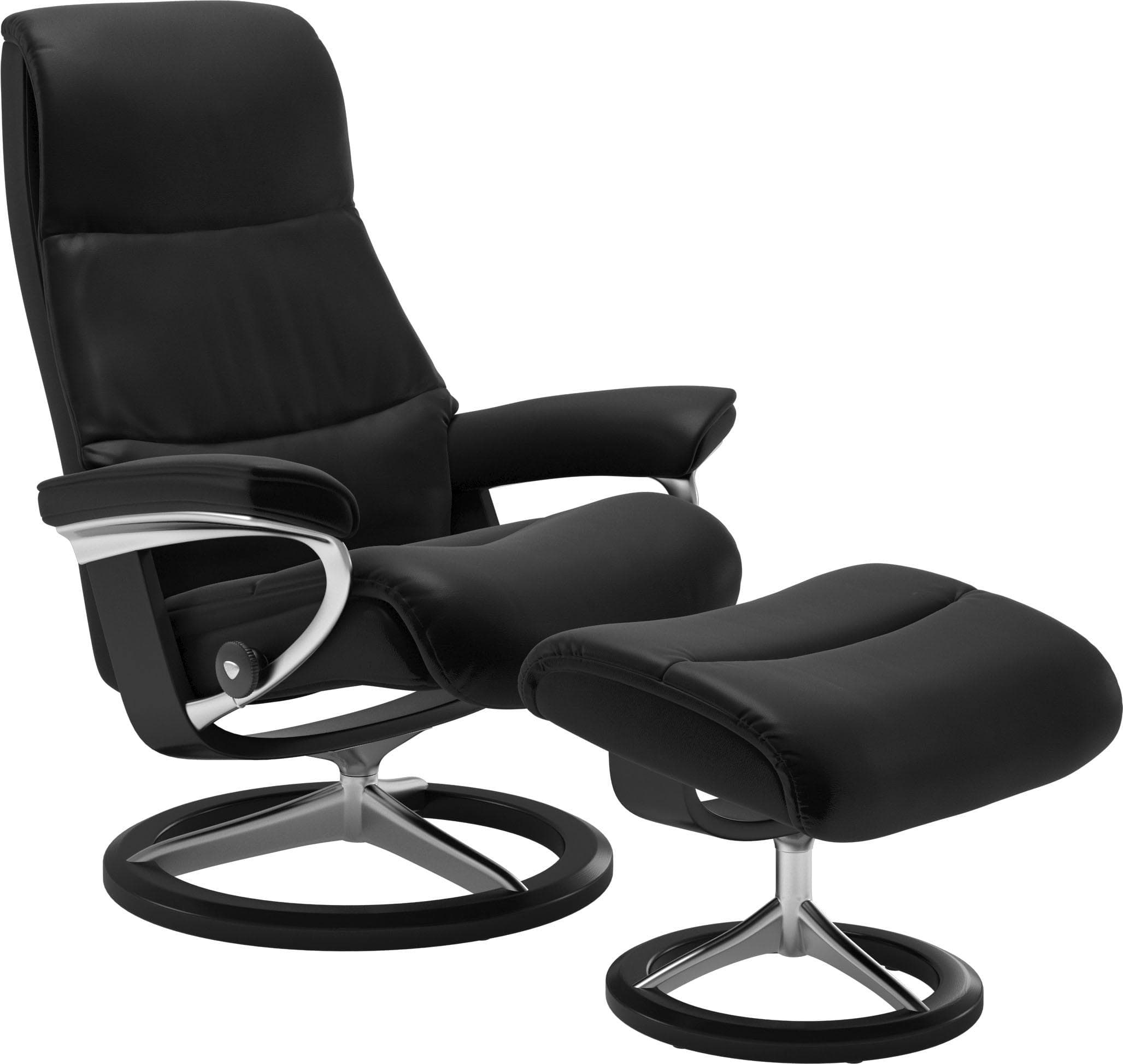 STRESSLESS Relaxsessel View Schwarz mit Hocker Leder BATICK
