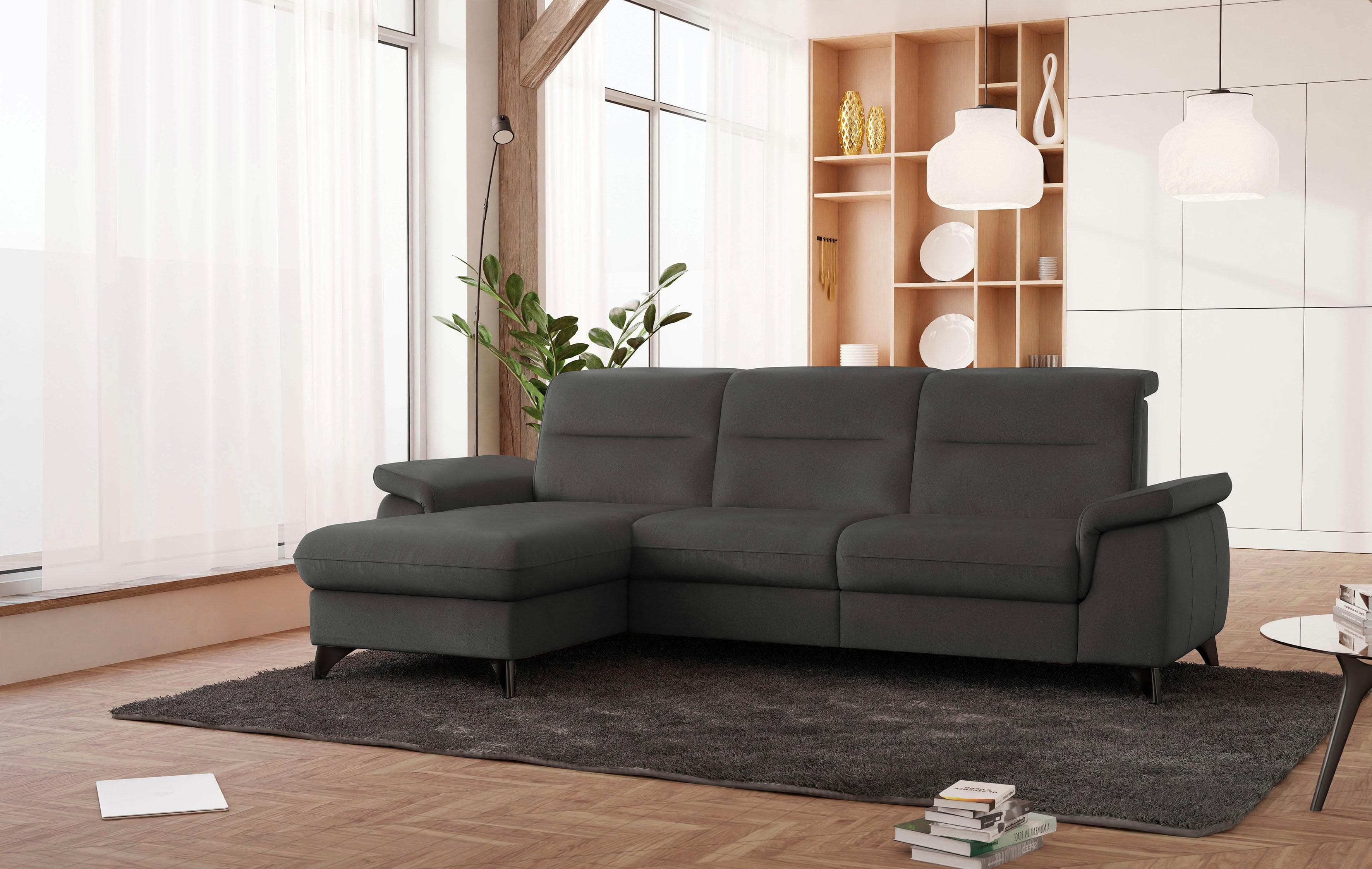 SIT & MORE Ecksofa Astoria L-Form Anthrazit mit Relaxfunktion