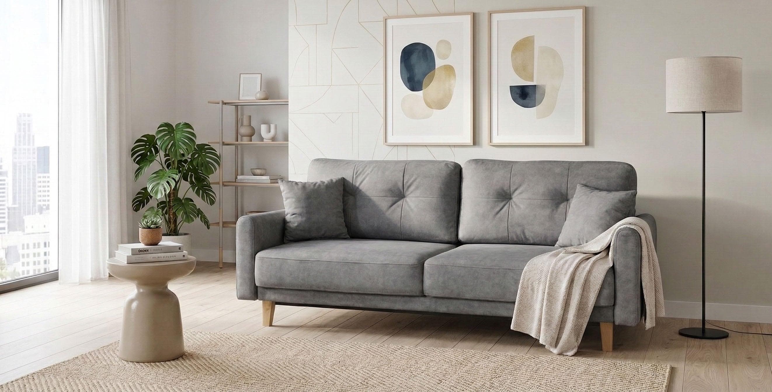 HOME AFFAIRE TRIPLO Schlafsofa Grau 3-Sitzer mit Bettkasten