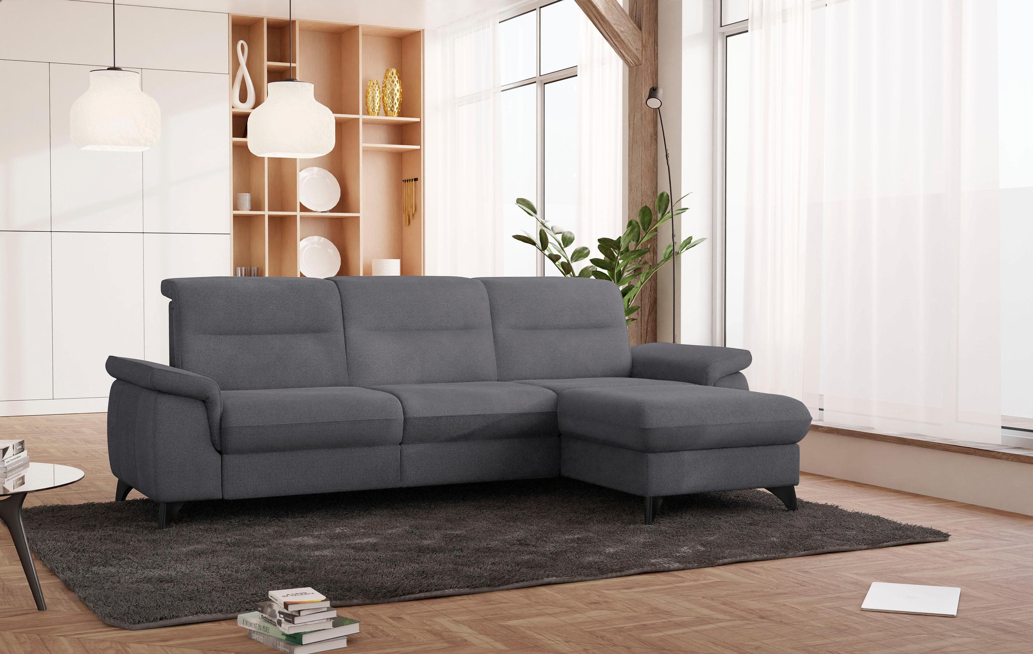 Ecksofa SIT & MORE Astoria L-Form Anthrazit mit Relaxfunktion