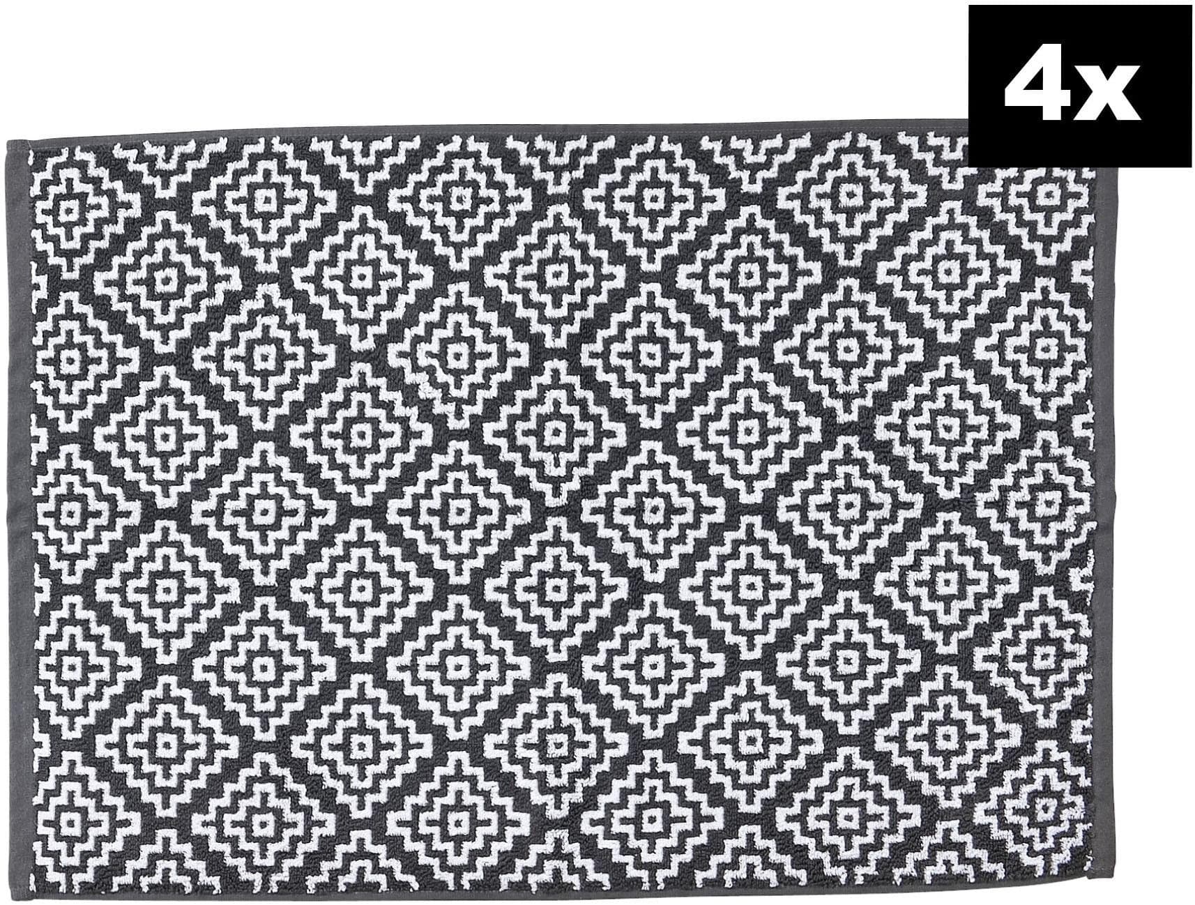 Badematte 4er-Set anthrazit Jacquardgewebt Baumwolle