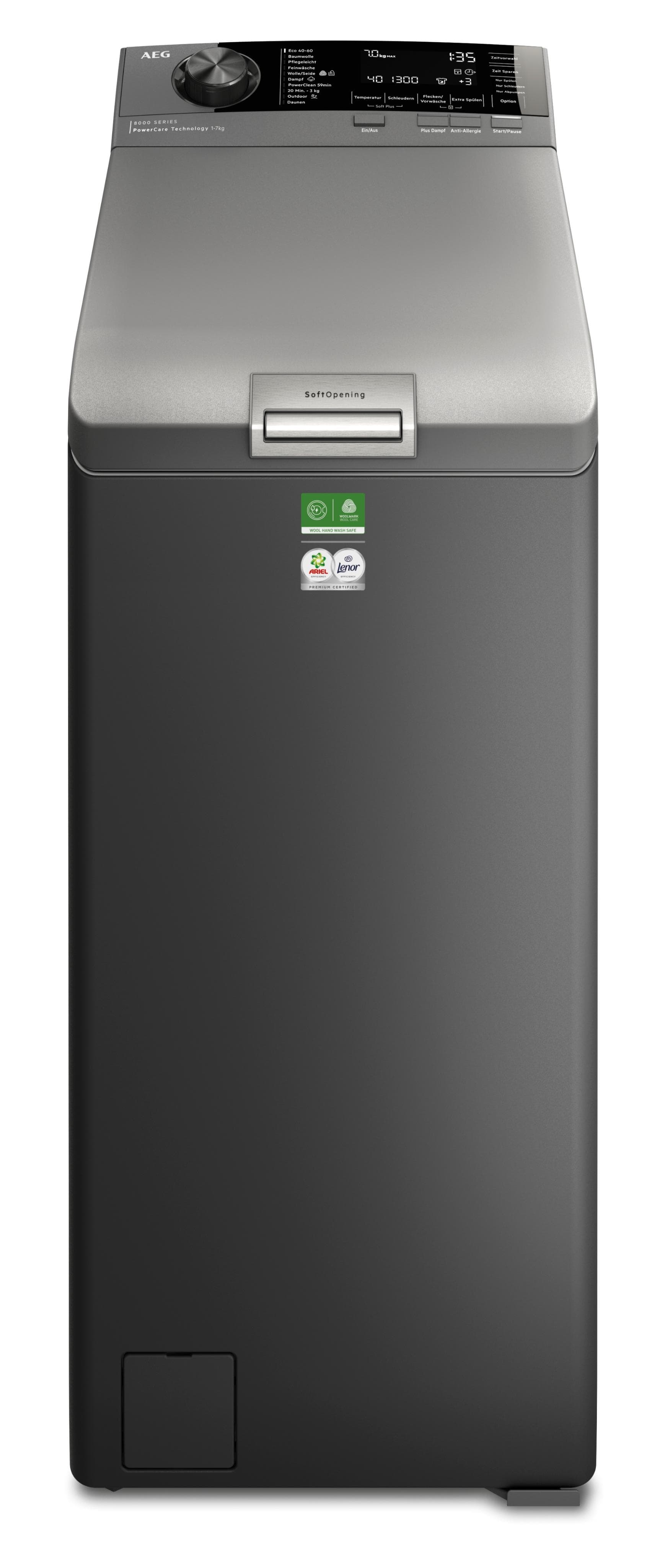 AEG Waschmaschine Toplader LTR8S80370 Schwarz PowerClean