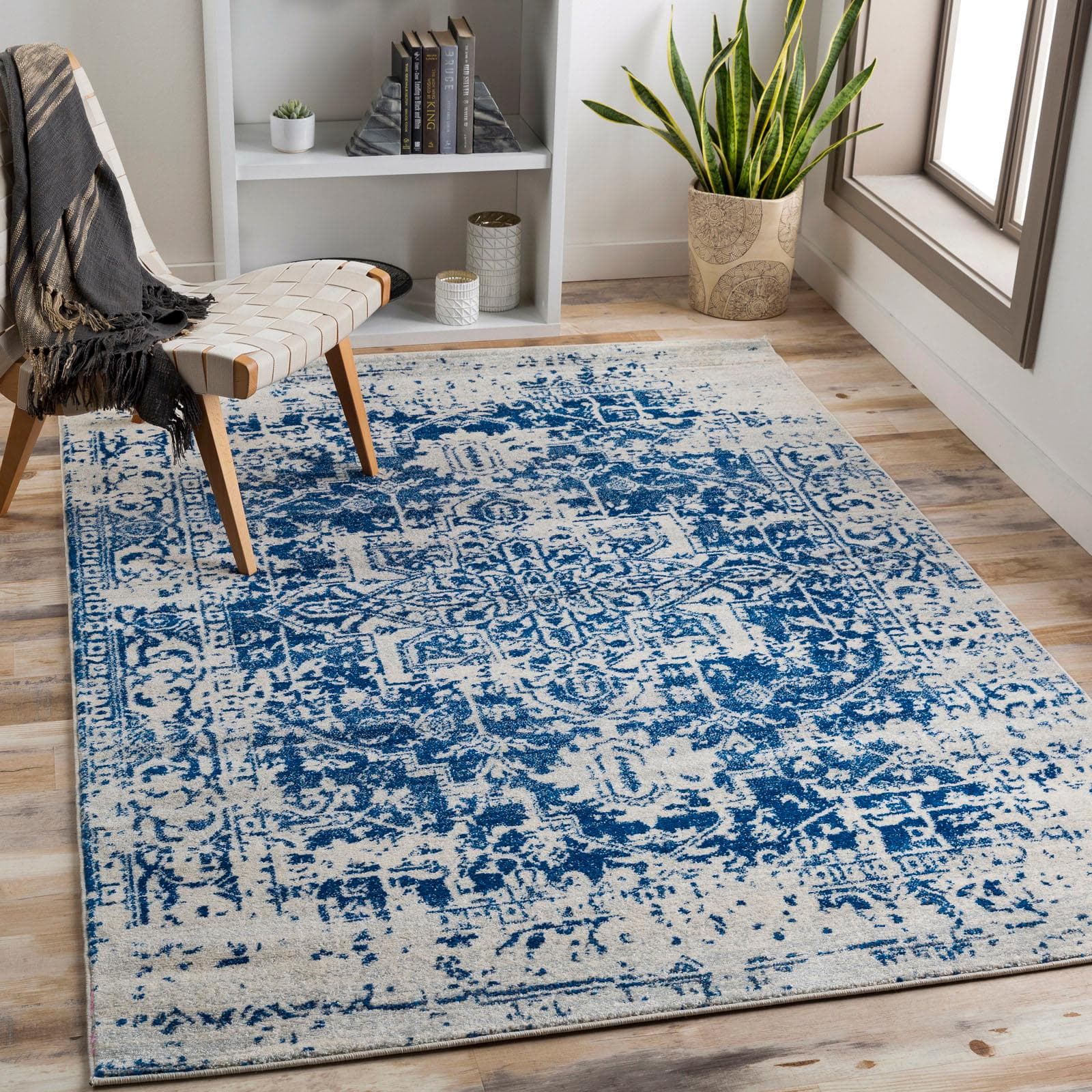 Livabliss Teppich SYRACUSA Rechteckig 80x150cm Blau Kurzflor