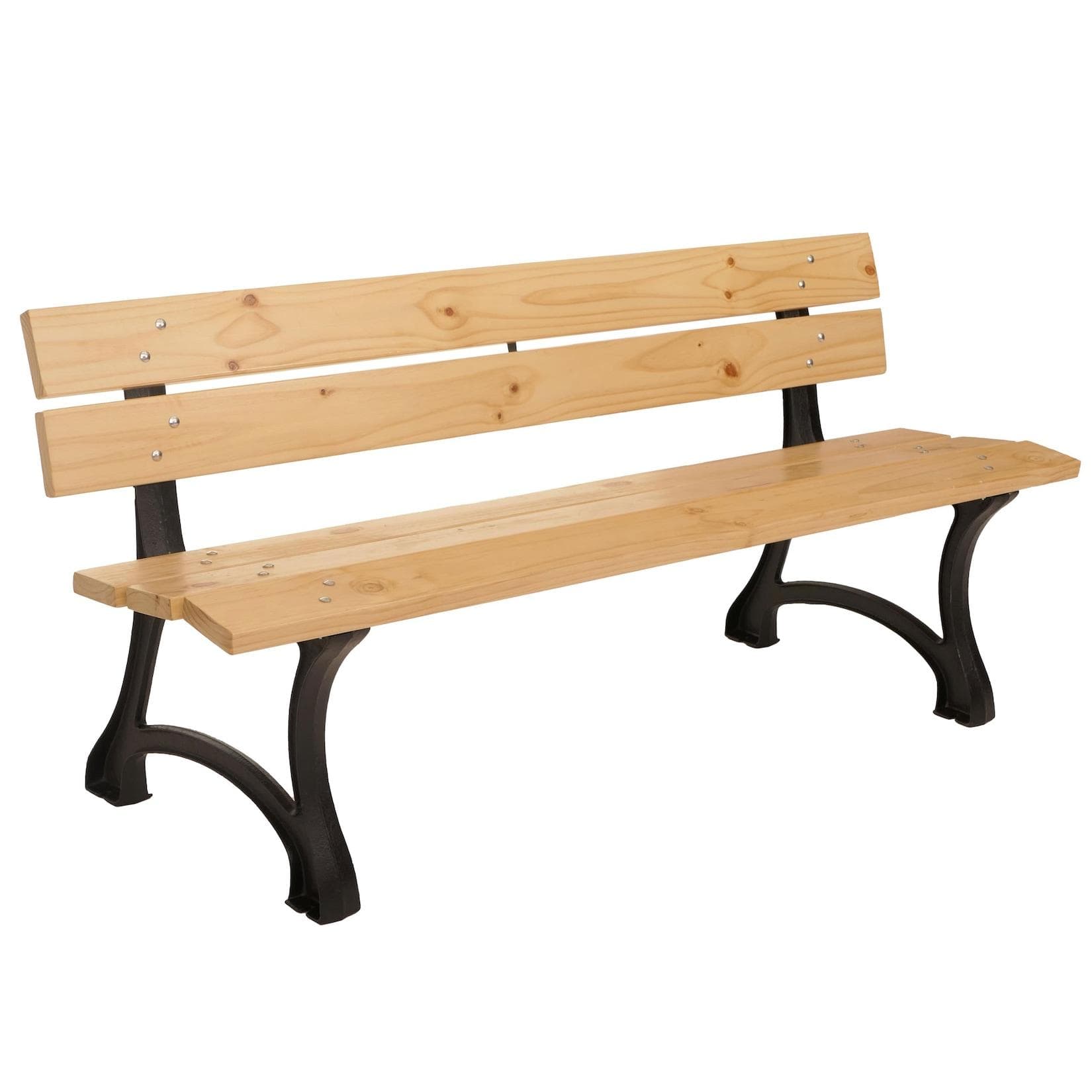 Gartenbank MCW-O20 3-Sitzer Gusseisen Holz Kiefer 170cm Hellbraun