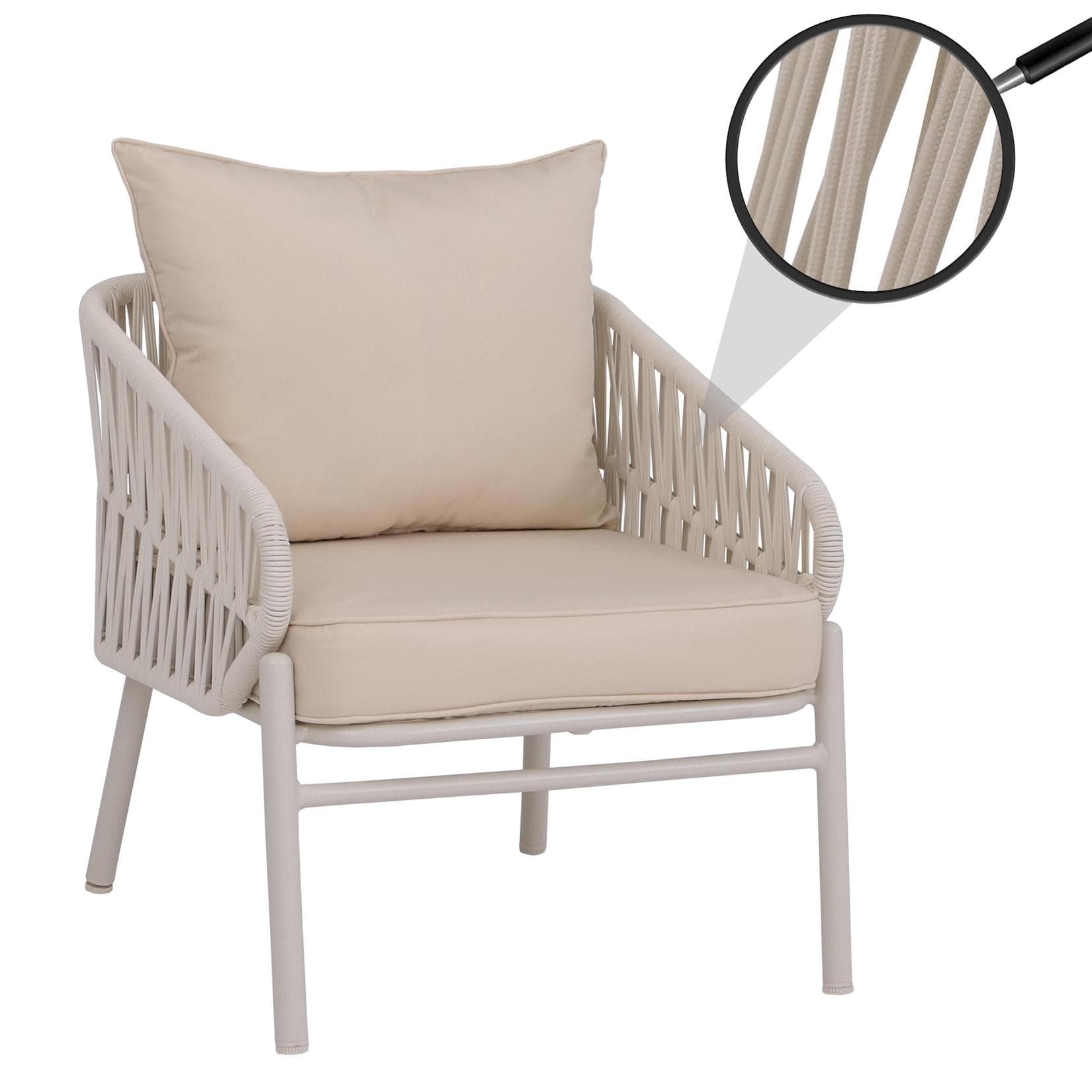 Aluminium-Gartenstuhl MCW-P90 Loungestuhl Outdoor creme