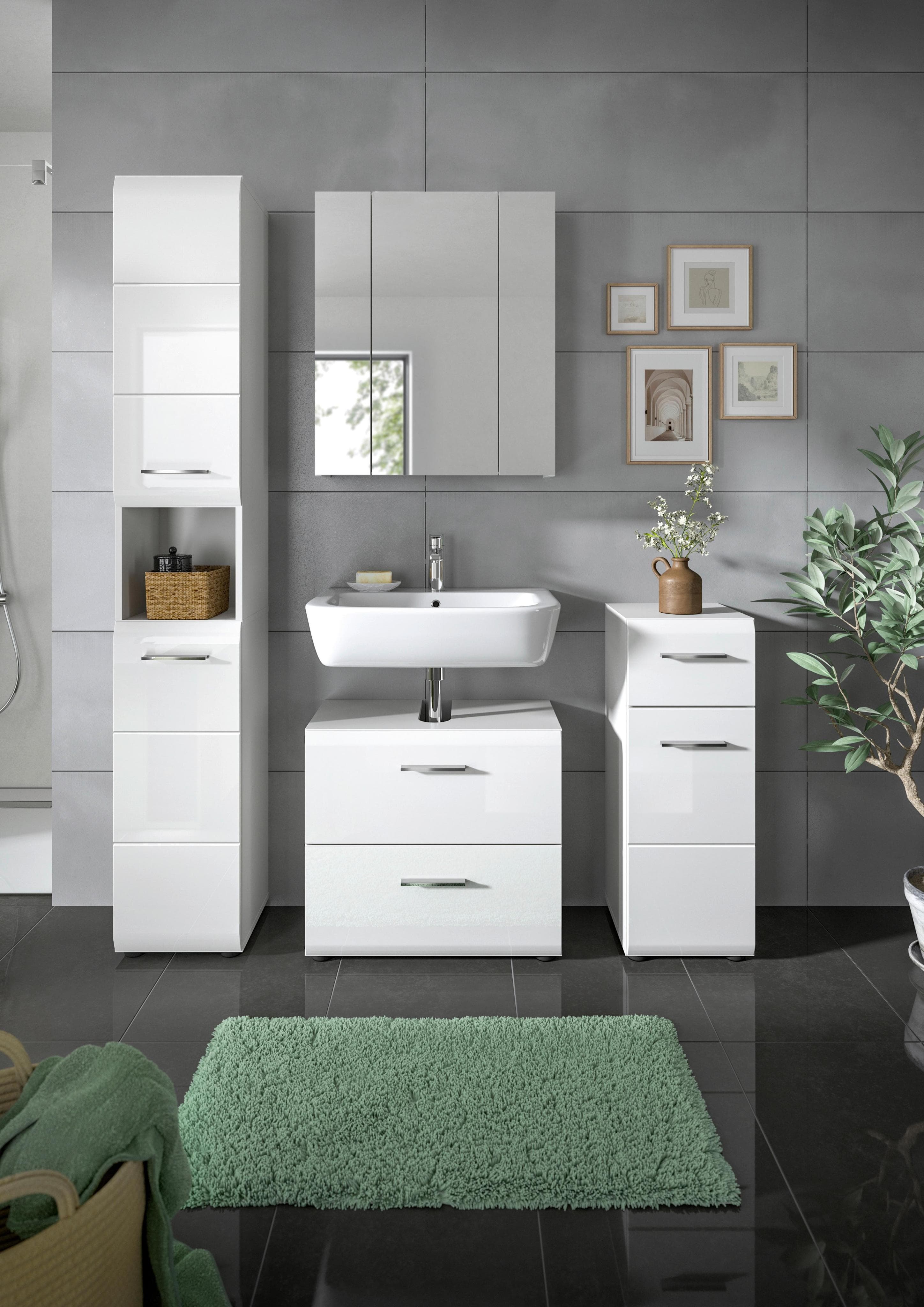 Badezimmer-Waschtischunterschrank Ice Weiß 4-teilig