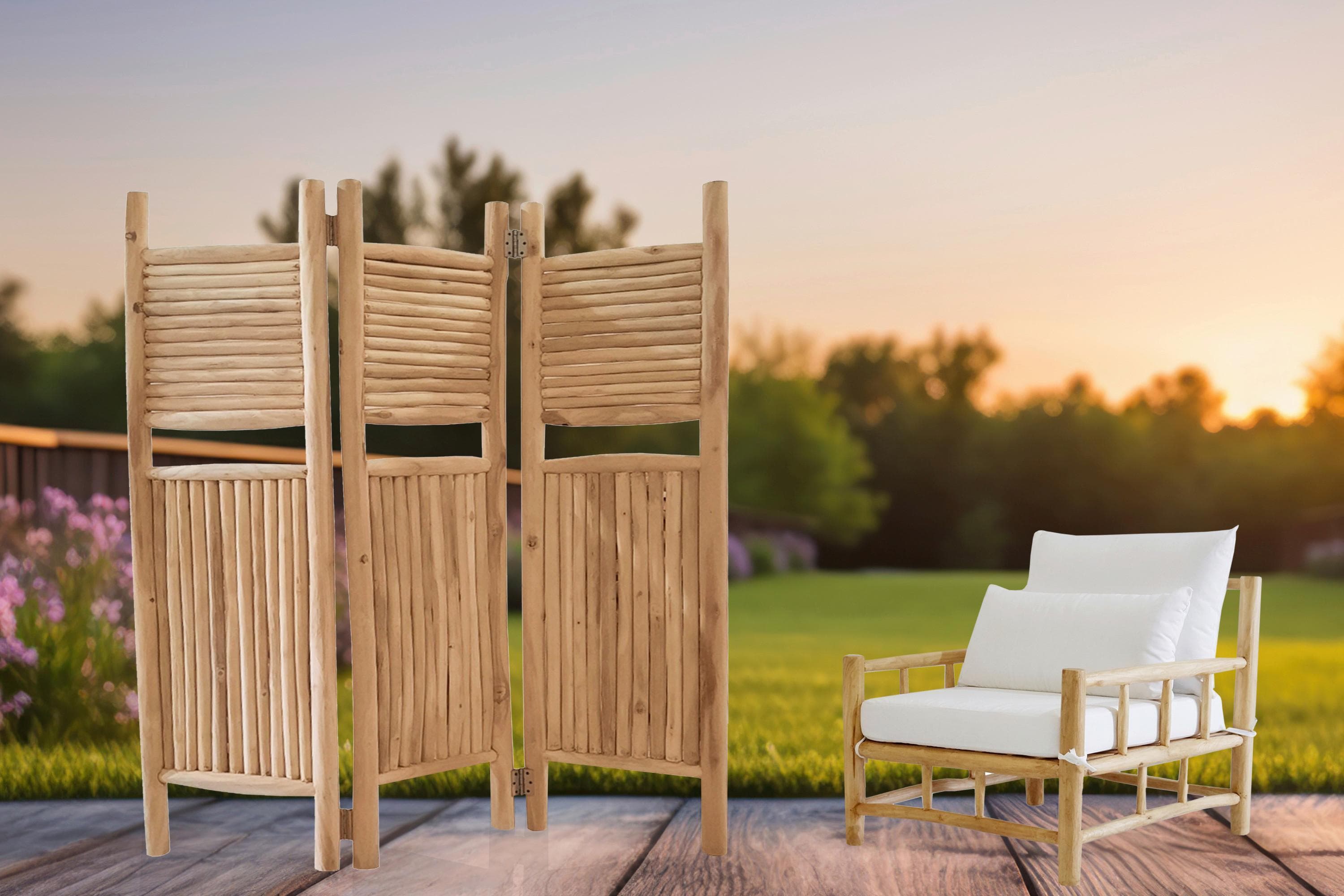 Loungesessel Naturfarben Holz Gartenmöbel